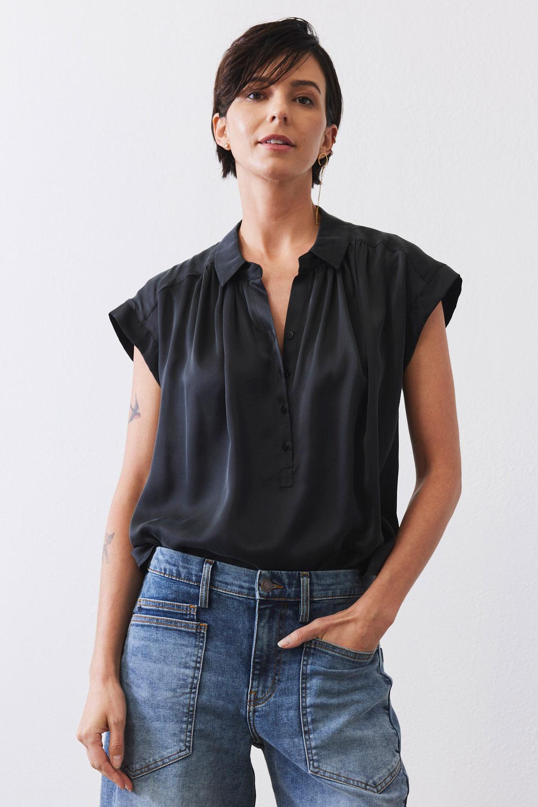 The Nonchalant Oversized Silk Blouse Product Image
