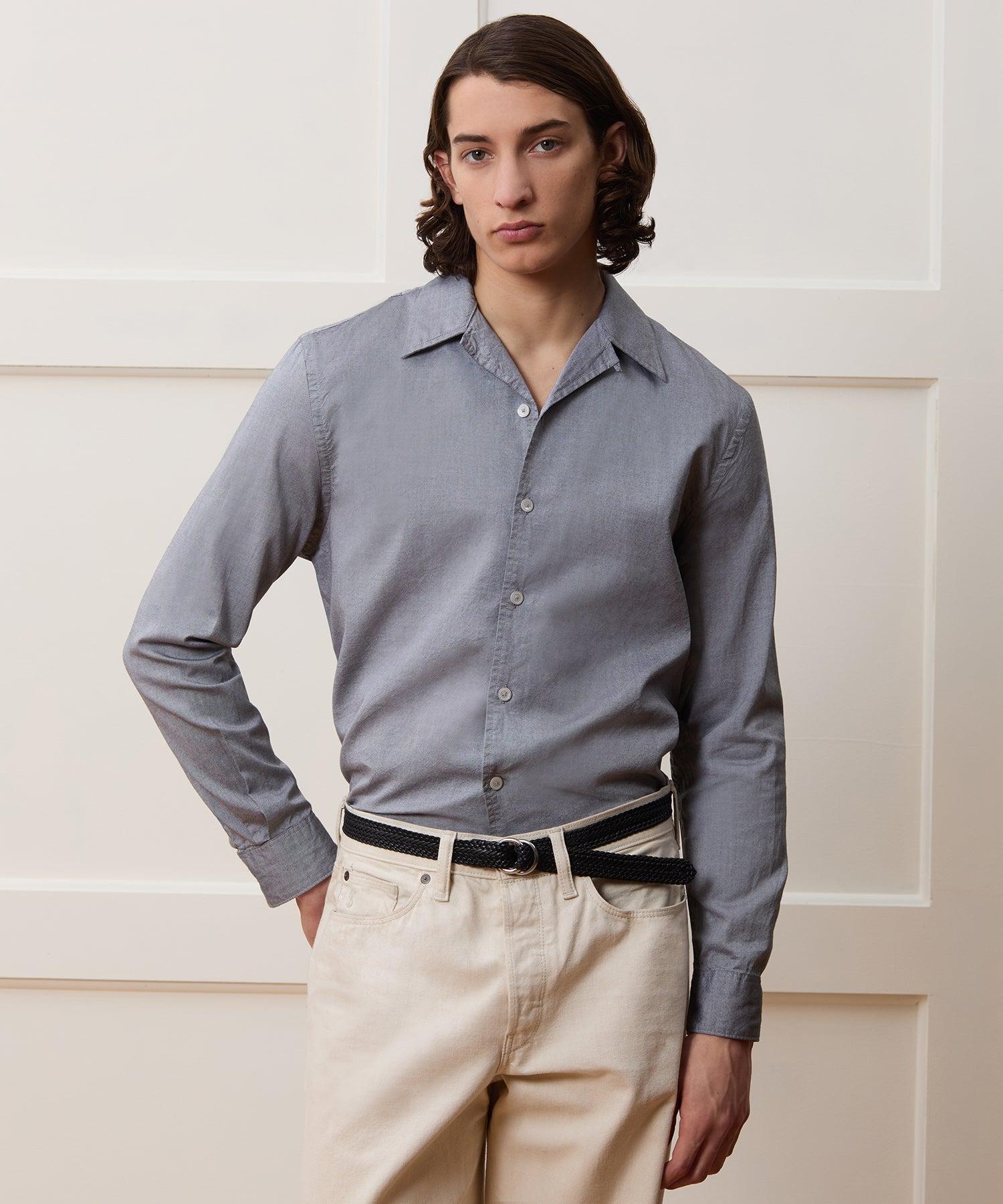 Cropped Cotton Oxford Camp Collar Shirt Product Image