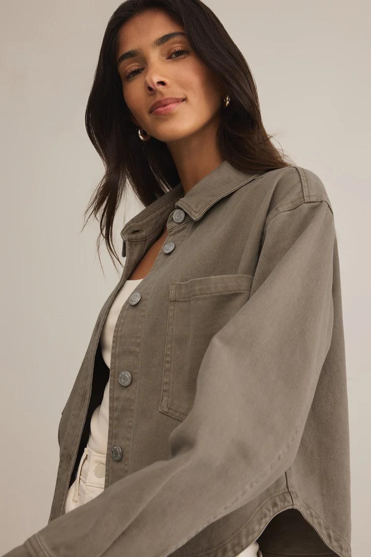 All Day Cropped Denim Jacket- Pebble Moon Product Image