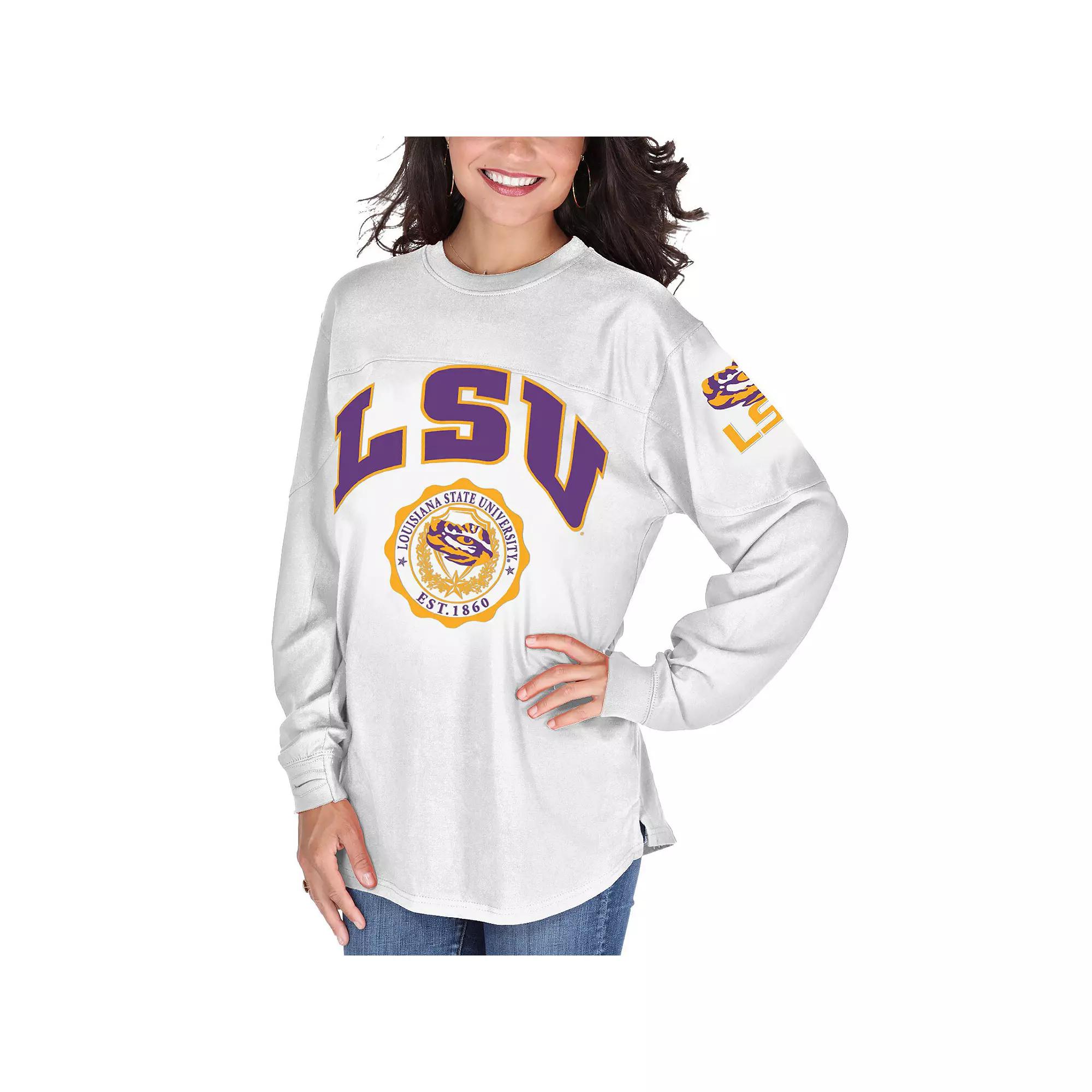 Women's White LSU Tigers Edith Long Sleeve T-Shirt,  Product Image