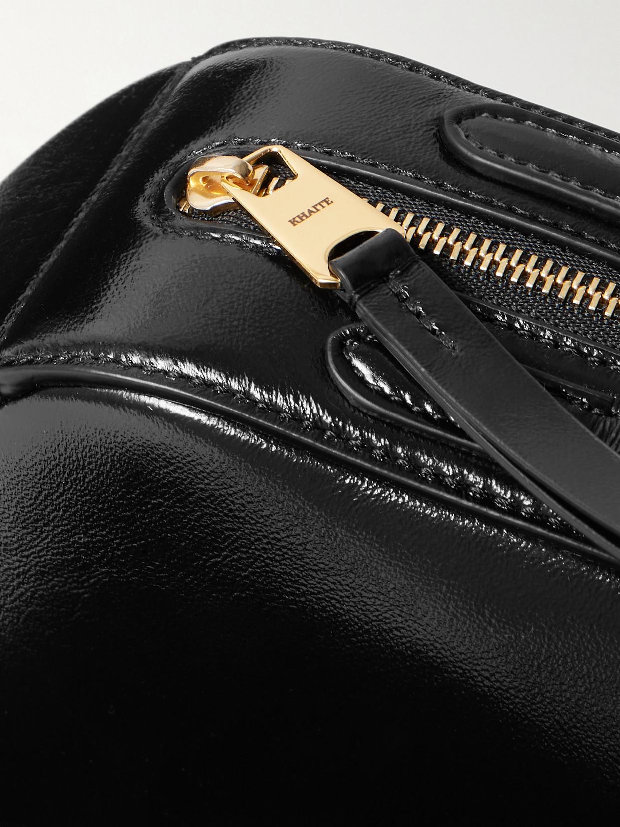 KHAITE Simona Crackle Patent Leather Shoulder Bag In Black Product Image