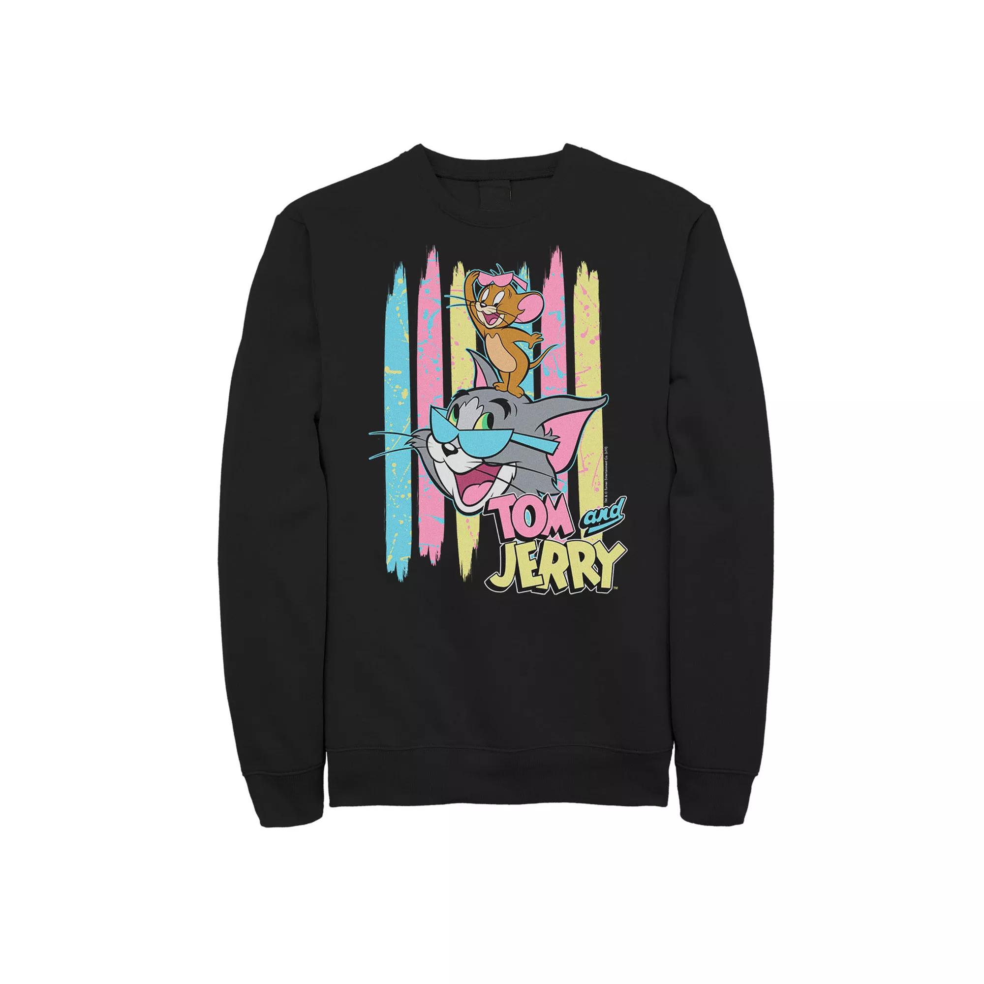 Big & Tall Tom and Jerry 90's Theme Background Graphic Fleece, Men's,  Product Image