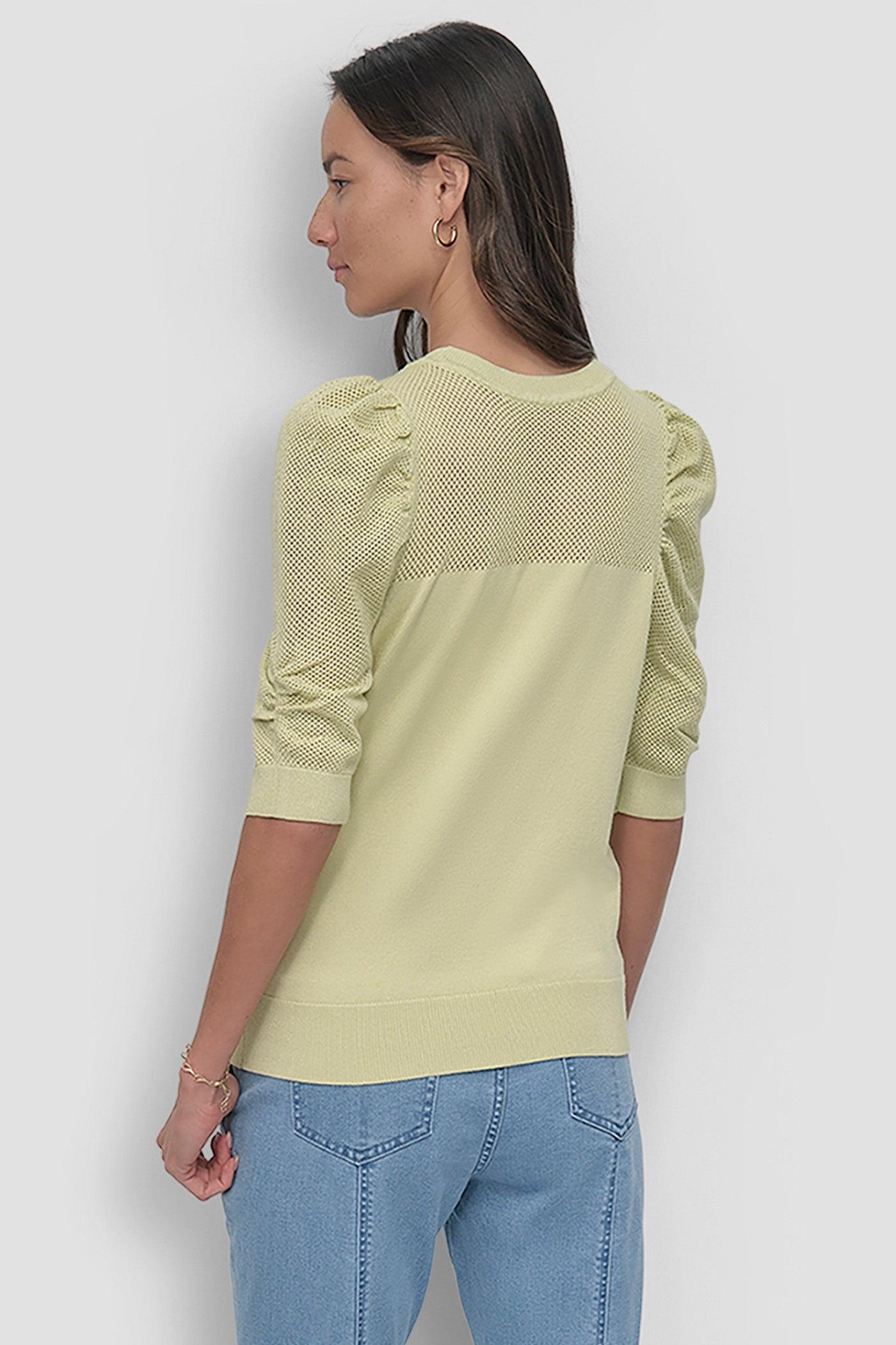 SHORT SLEEVE CREWNECK TWIST SLEEVE SWEATER Product Image
