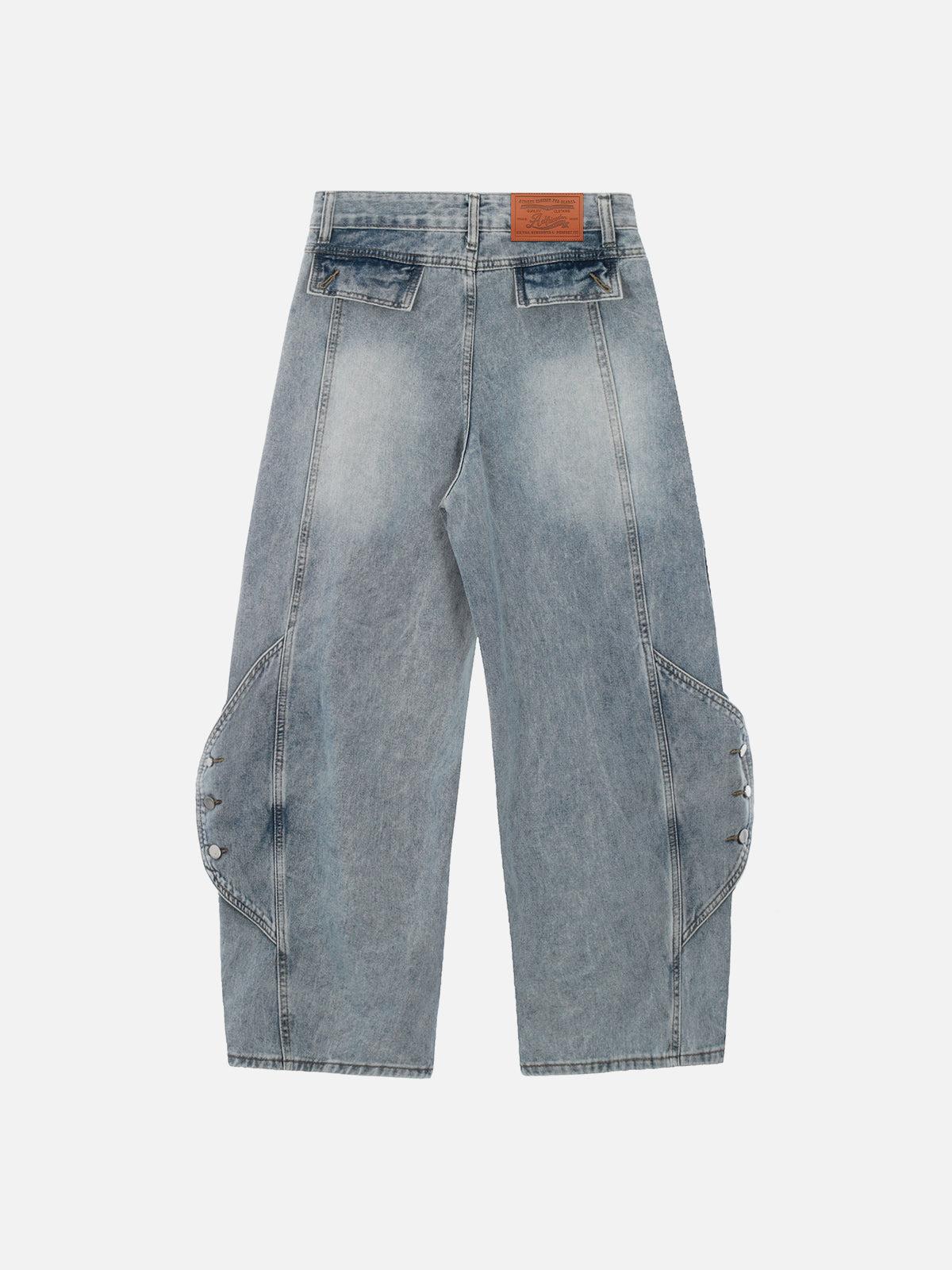 Aelfric Eden Button Patchwork Washed Baggy Jeans Product Image