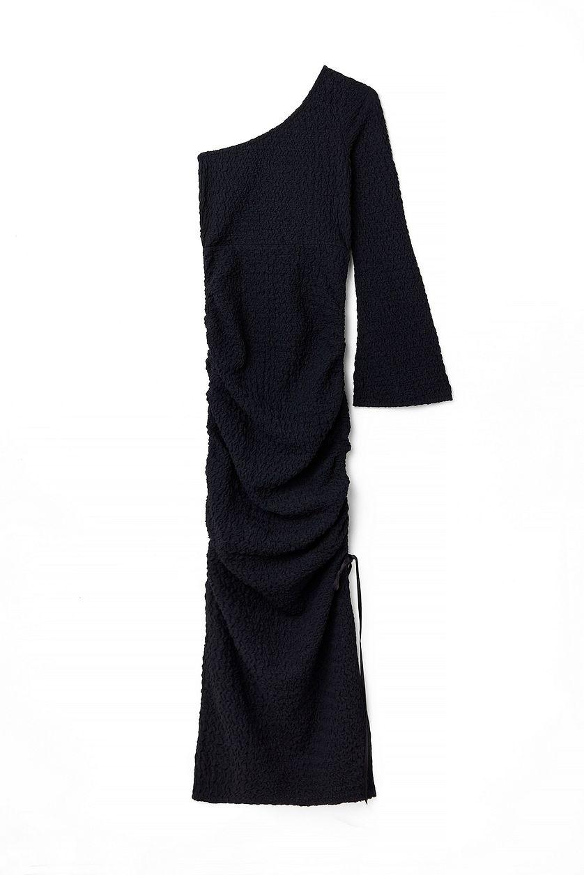 One Shoulder Structured Maxi Dress Black Product Image