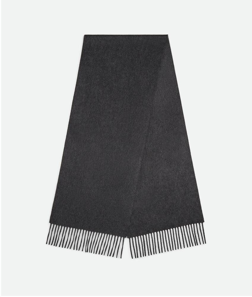 Men's Cashmere Scarf With Leather Patch in Charcoal melange Product Image