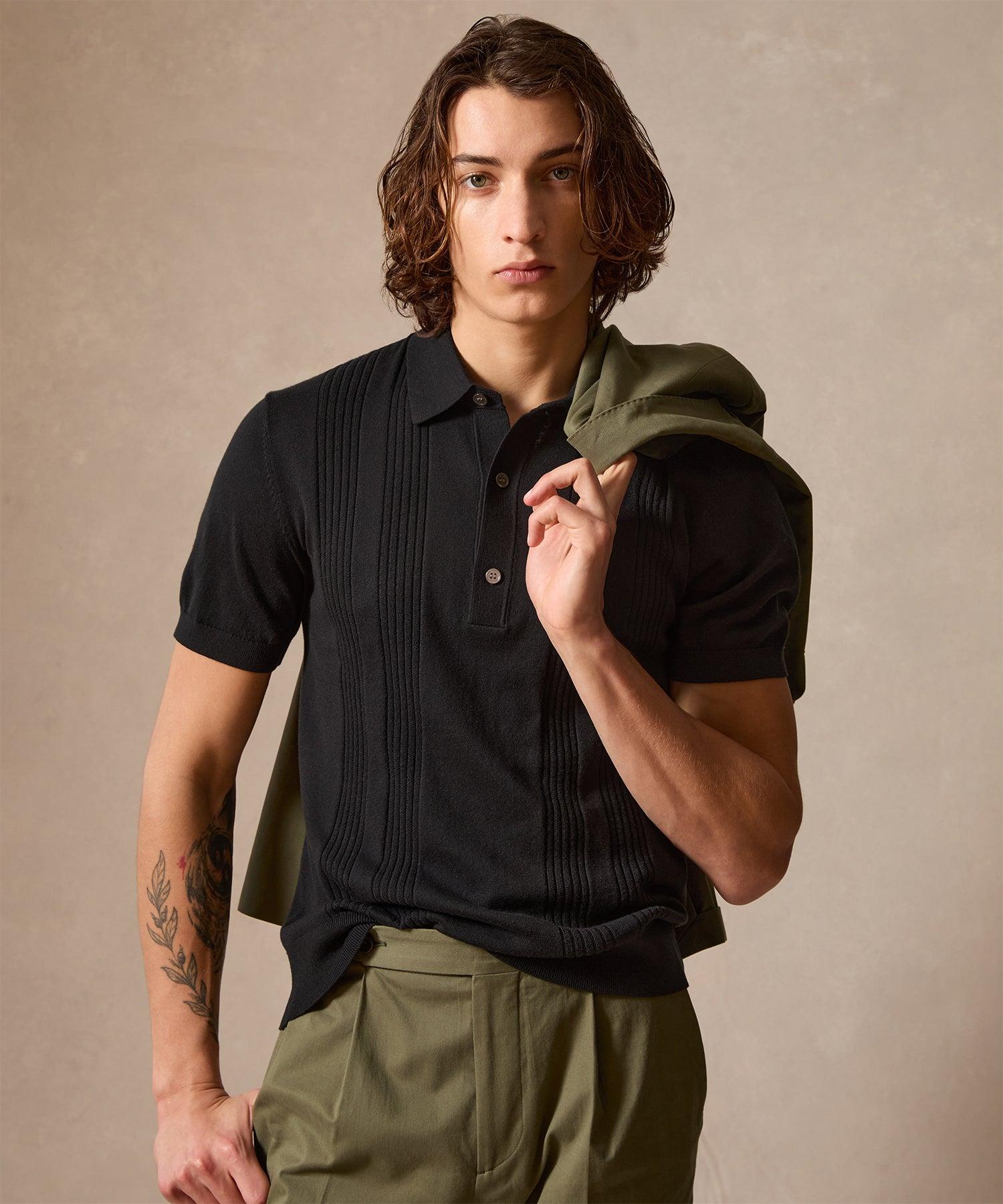 Silk-Cotton Ribbed Sweater Polo Product Image