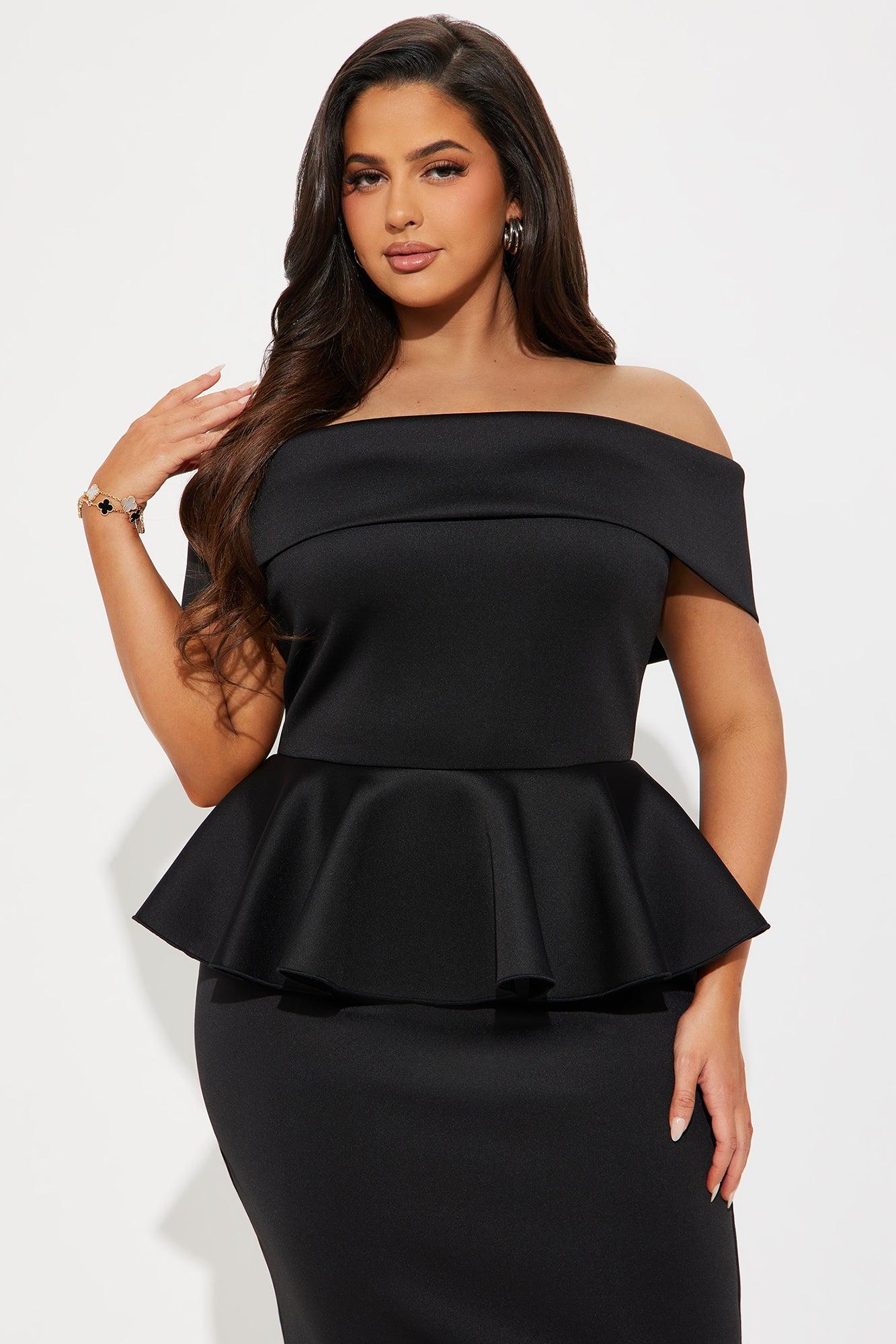 Mena Peplum Midi Dress - Black Product Image