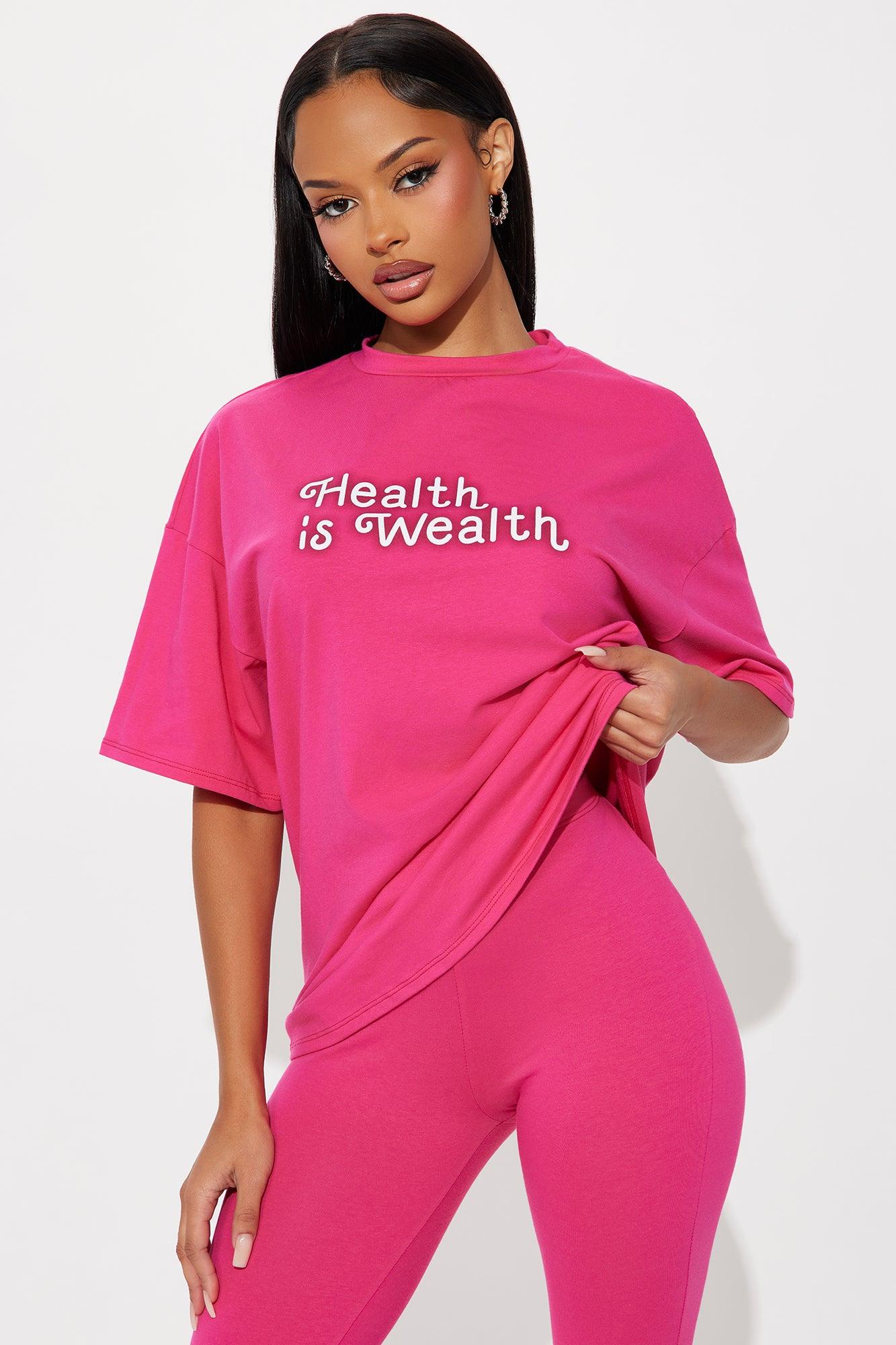 Health Is Wealth Legging Set - Hot Pink Female Product Image