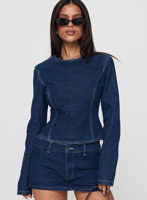 Countryside Long Sleeve Top Denim Product Image
