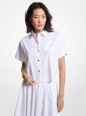 Stretch Organic Cotton Poplin Cropped Shirt Product Image