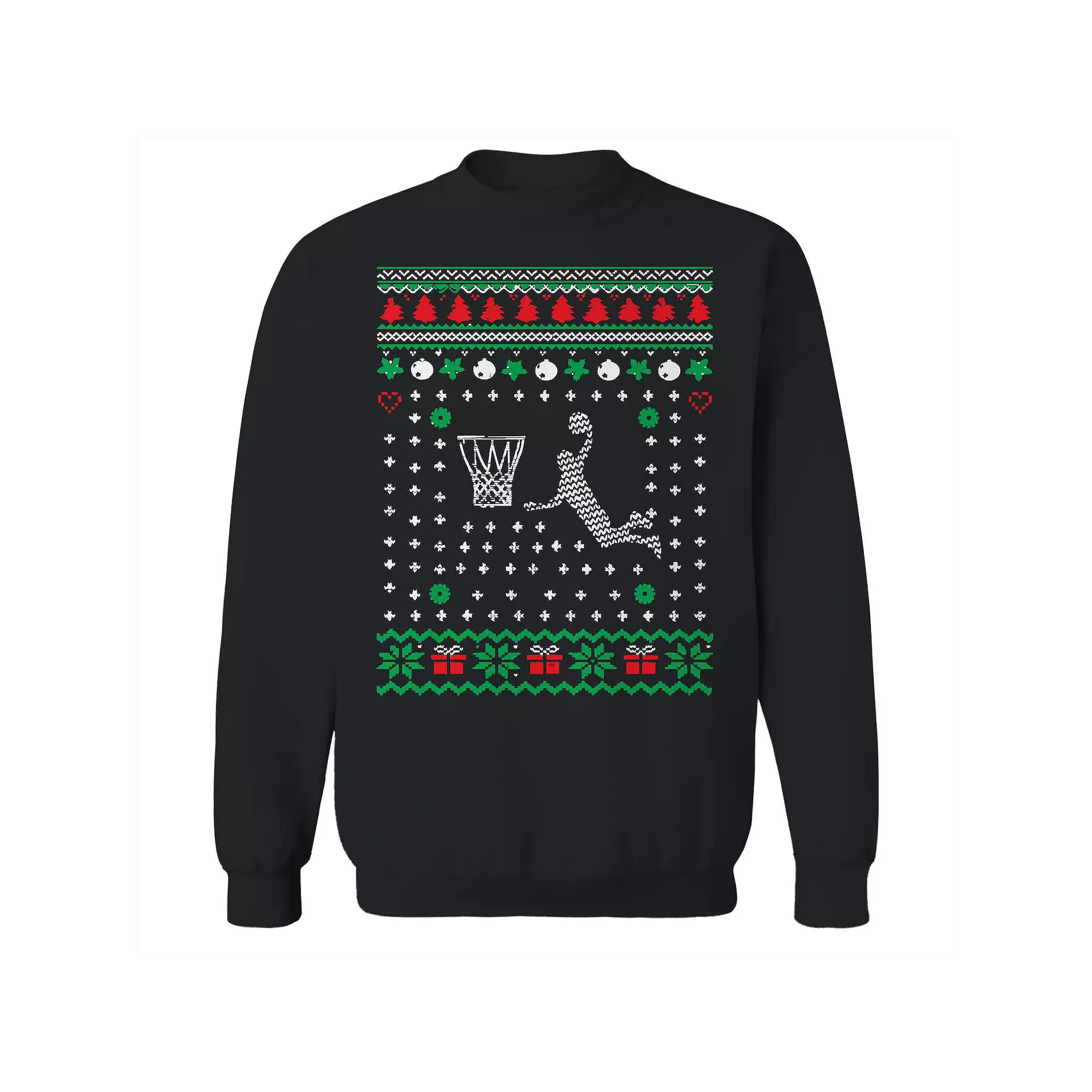 Men's Basket Ugly Christmas Sweater Graphic Sweatshirt, Adult Unisex,  Product Image