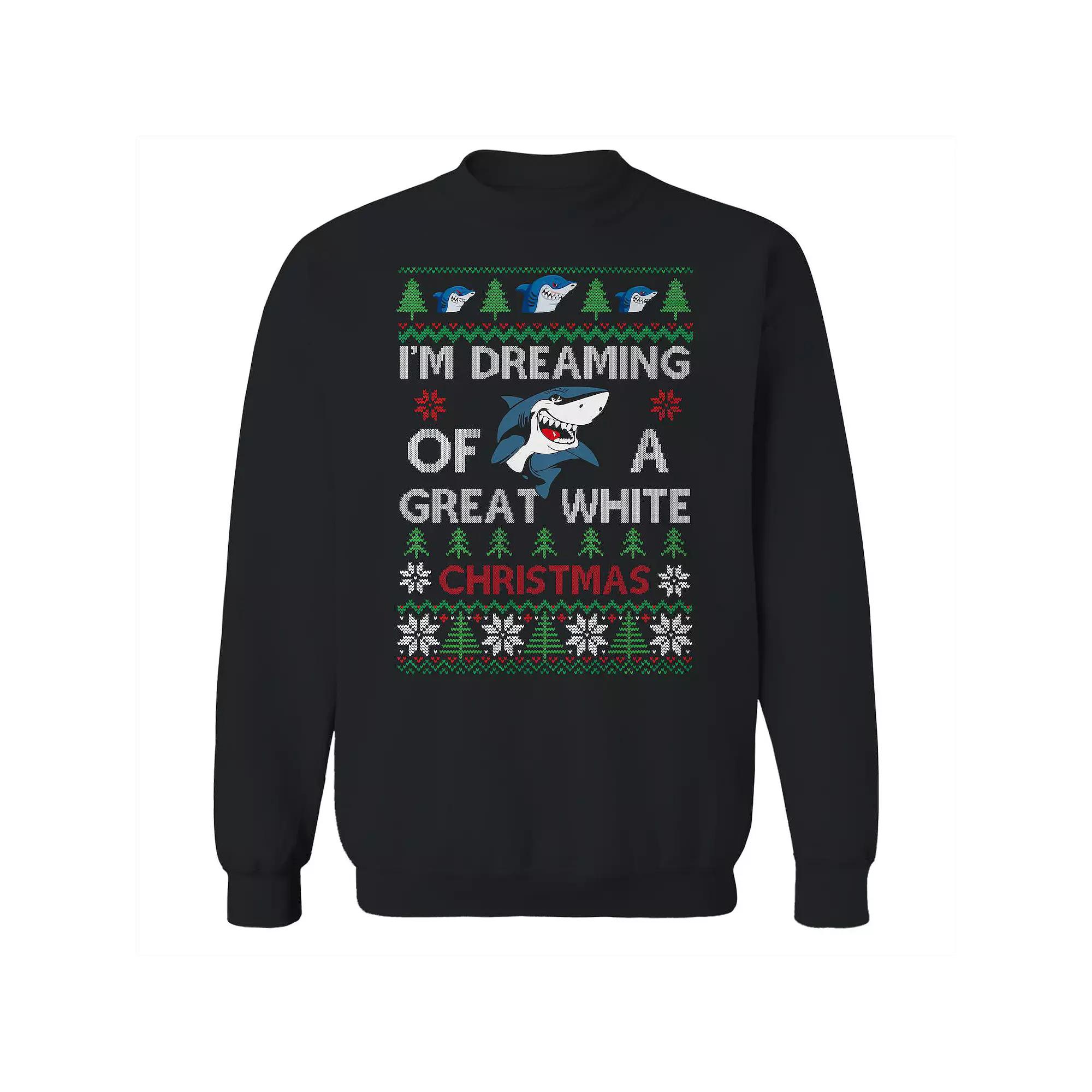 Men's Dreaming White Christmas Sweater Graphic Sweatshirt, Size: Large, Black Product Image
