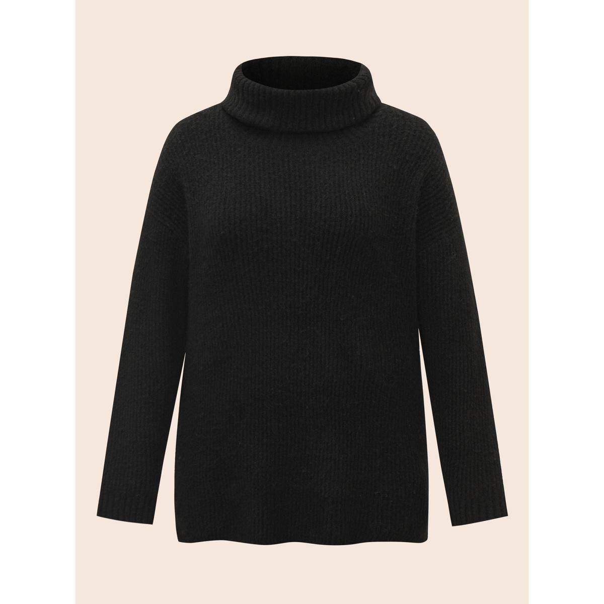 Plus Size Supersoft Essentials Turtleneck Slim-Fit Pullover Black Women Casual Loose Long Sleeve Turtleneck Everyday Pullovers BloomChic 28/5X Product Image