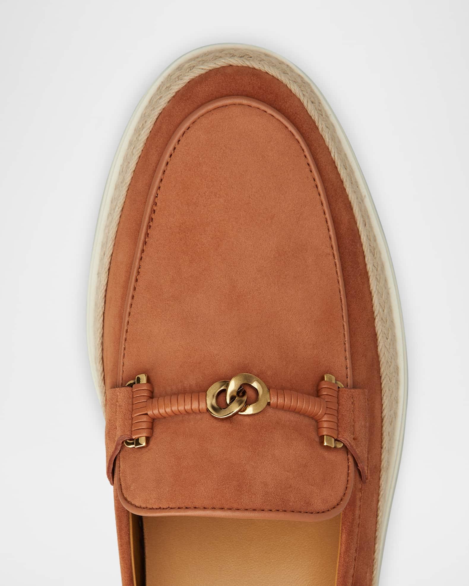Suede and Raffia Slipper Loafers  Product Image
