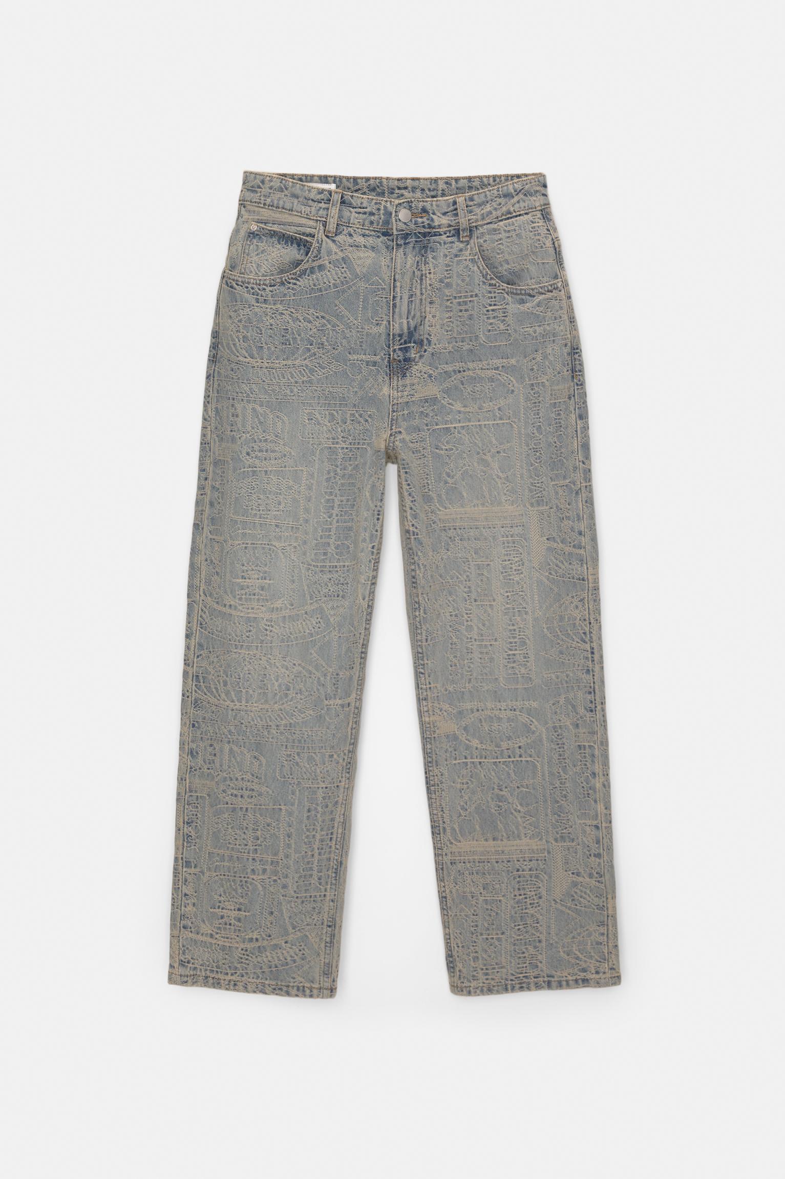 Baggy jacquard jeans Product Image