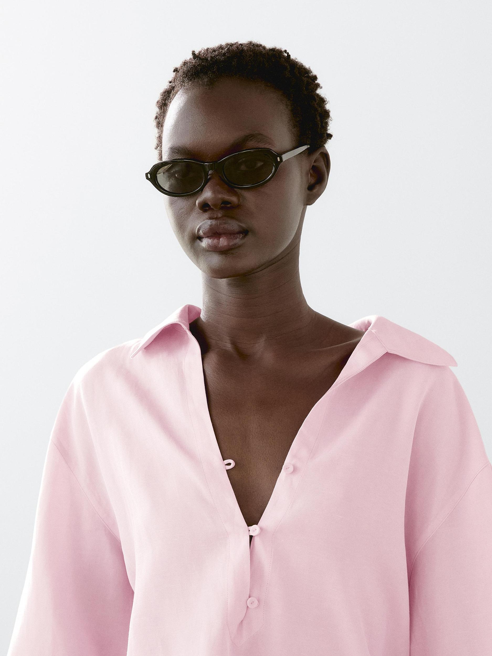 Lightweight blouse with polo collar Product Image