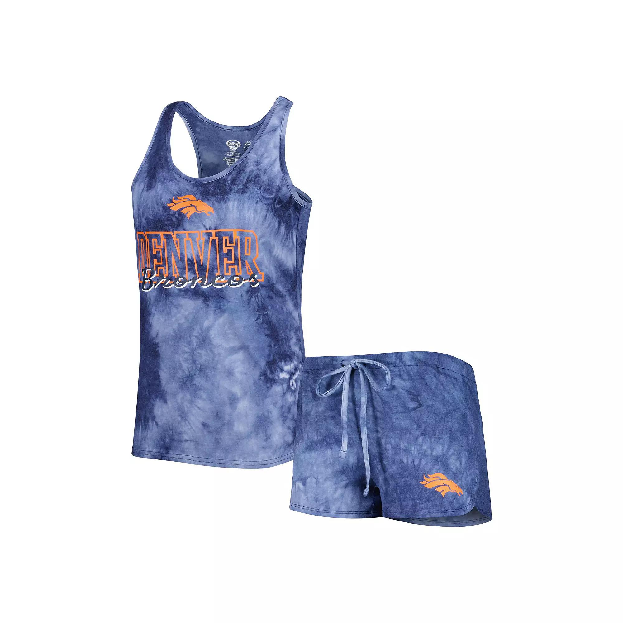 Women's Concepts Sport Navy Denver Broncos Billboard Scoop Neck Racerback Tank and Shorts Sleep Set, Size: 2XL, Blue Product Image