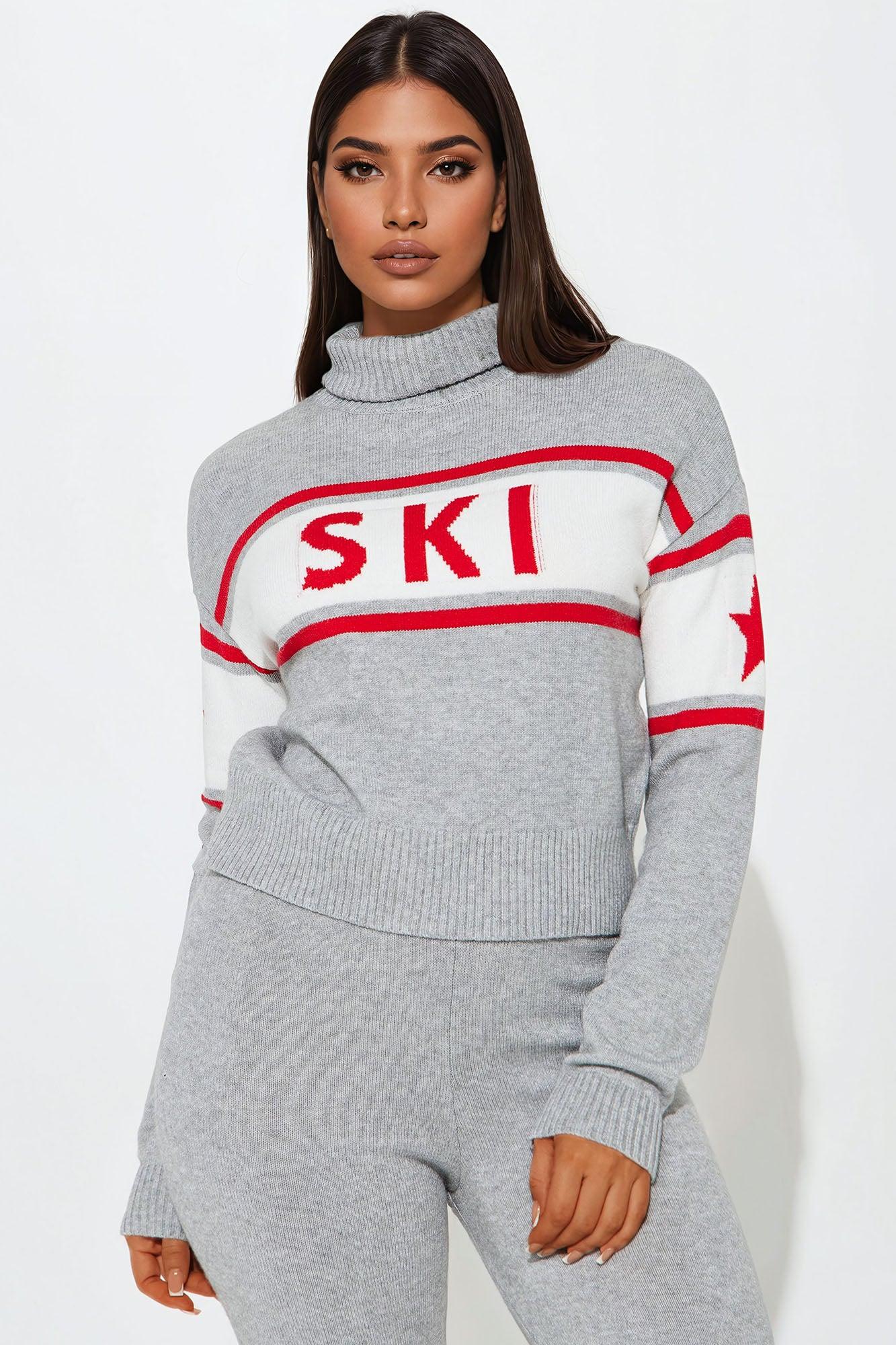 Ski Bunny Sweater Pant Set - Heather Grey Product Image