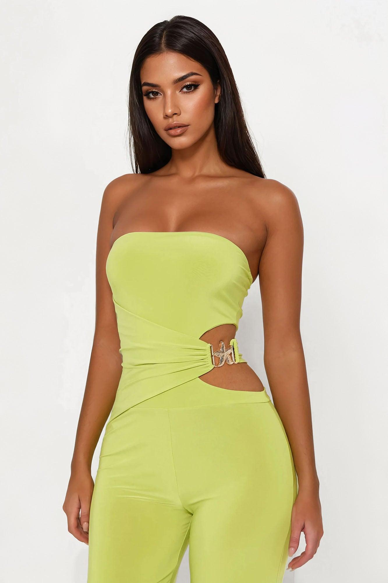 Golden Hours Jumpsuit - Chartreuse Female Product Image