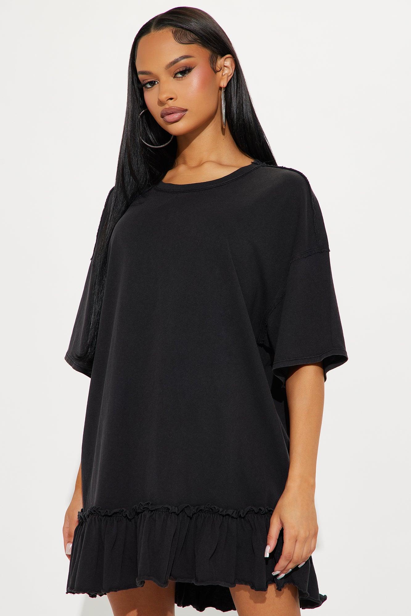 Zoya Cotton Blend Tshirt Mini Dress - Black Product Image
