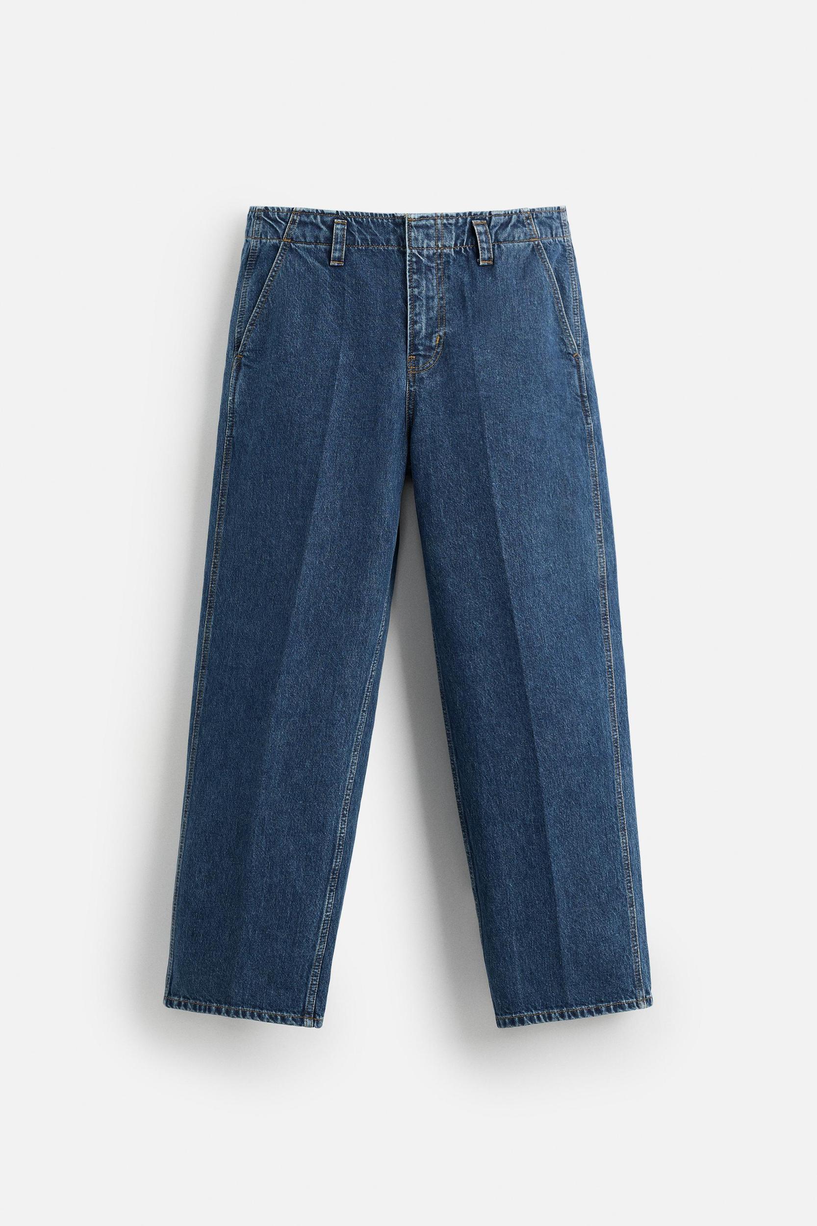 PLEATED STRAIGHT FIT JEANS Product Image