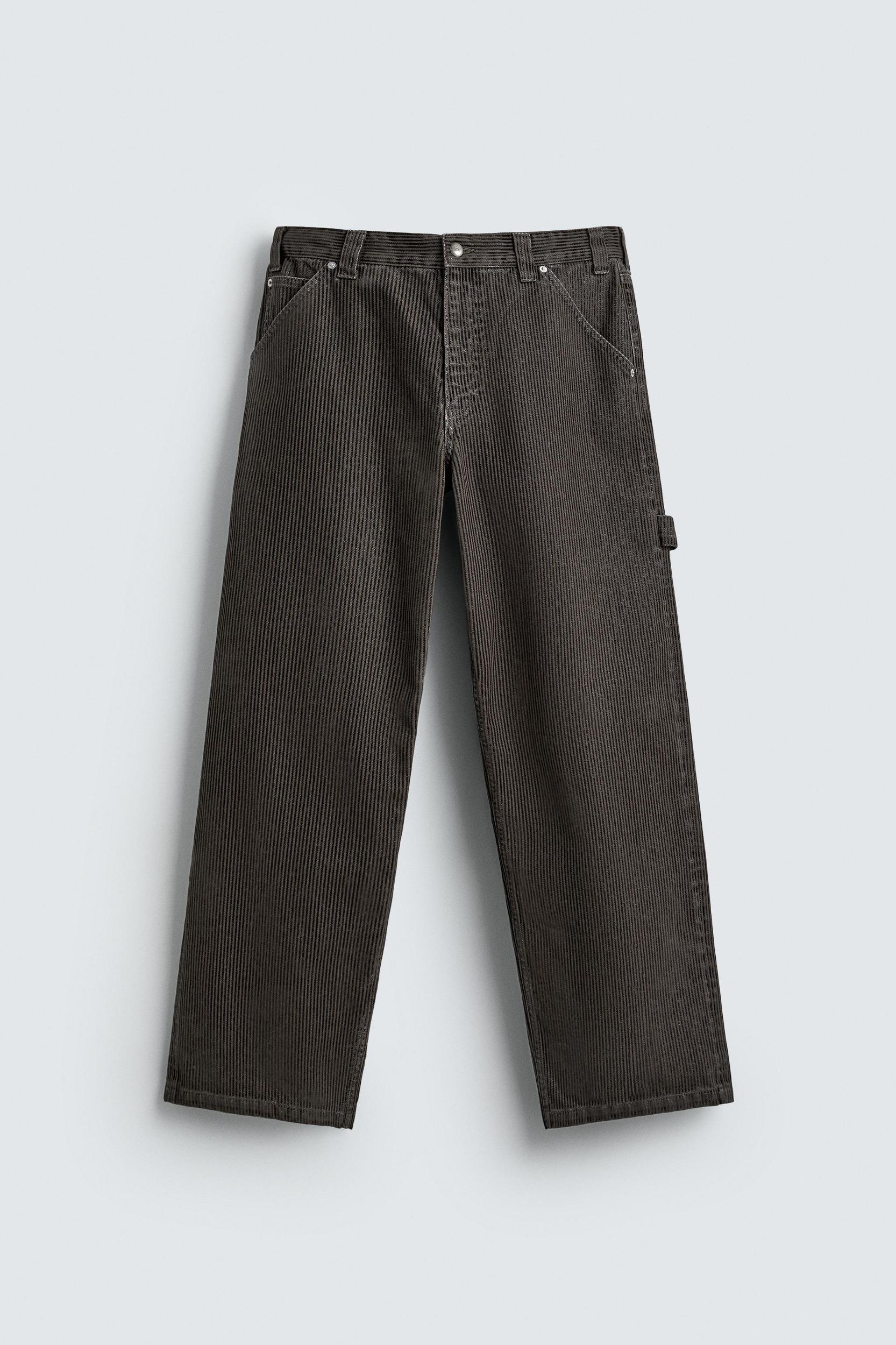 FLOCKED STRIPED RELAXED FIT PANTS Product Image