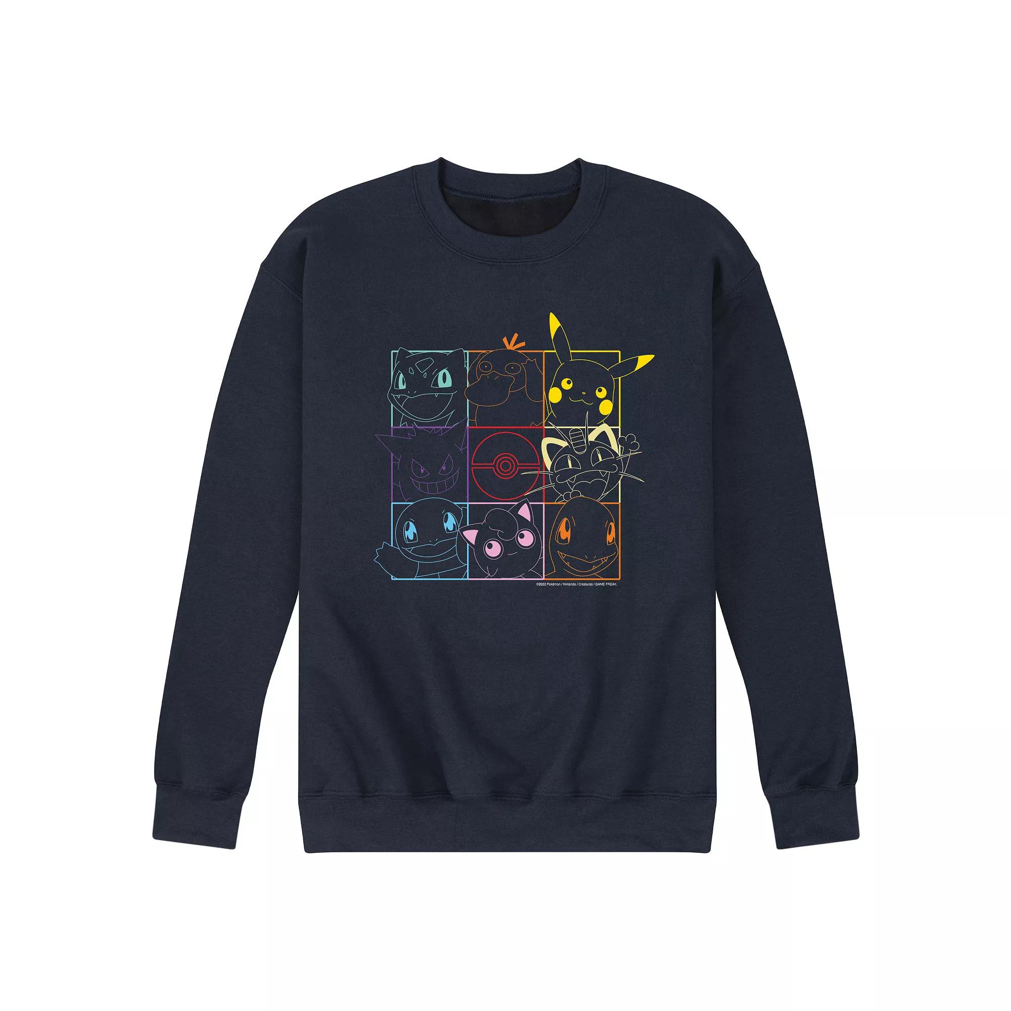 Men's Nintendo Pokémon Neon Grid Graphic Sweatshirt,  Product Image