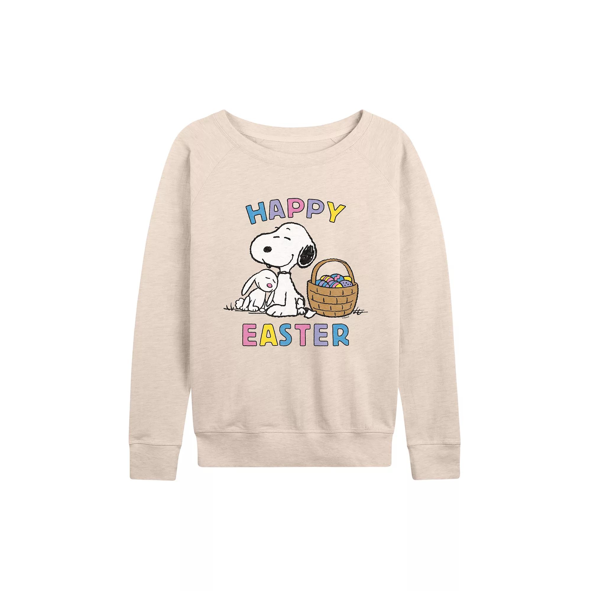 Women's Peanuts Snoopy And Bunny French Terry Long Sleeve Tee,  Product Image