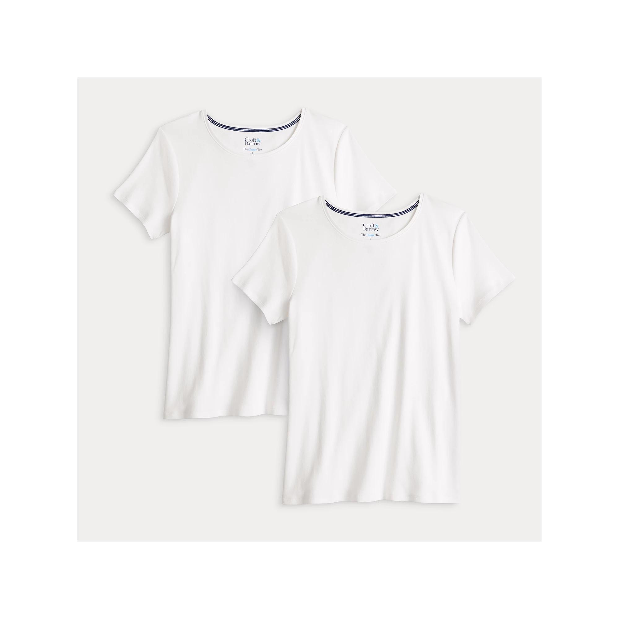 Petite Croft & Barrow® Crewneck Tee 2 Pack, Women's, Size: XXL Petite, White White Pack Product Image