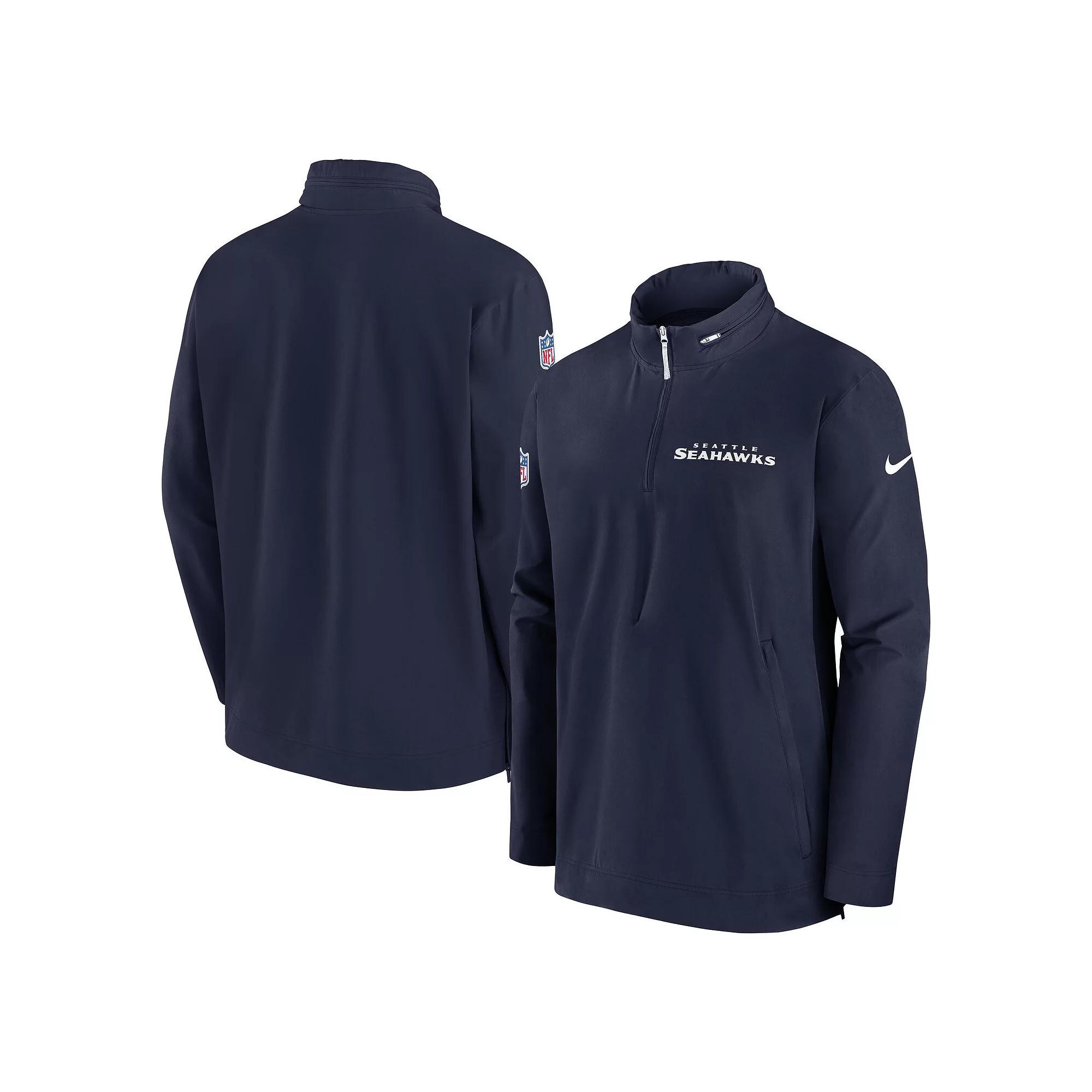 Men's Nike College Navy Seattle Seahawks Coach Half-Zip Jacket, Size: XXL, Team Product Image
