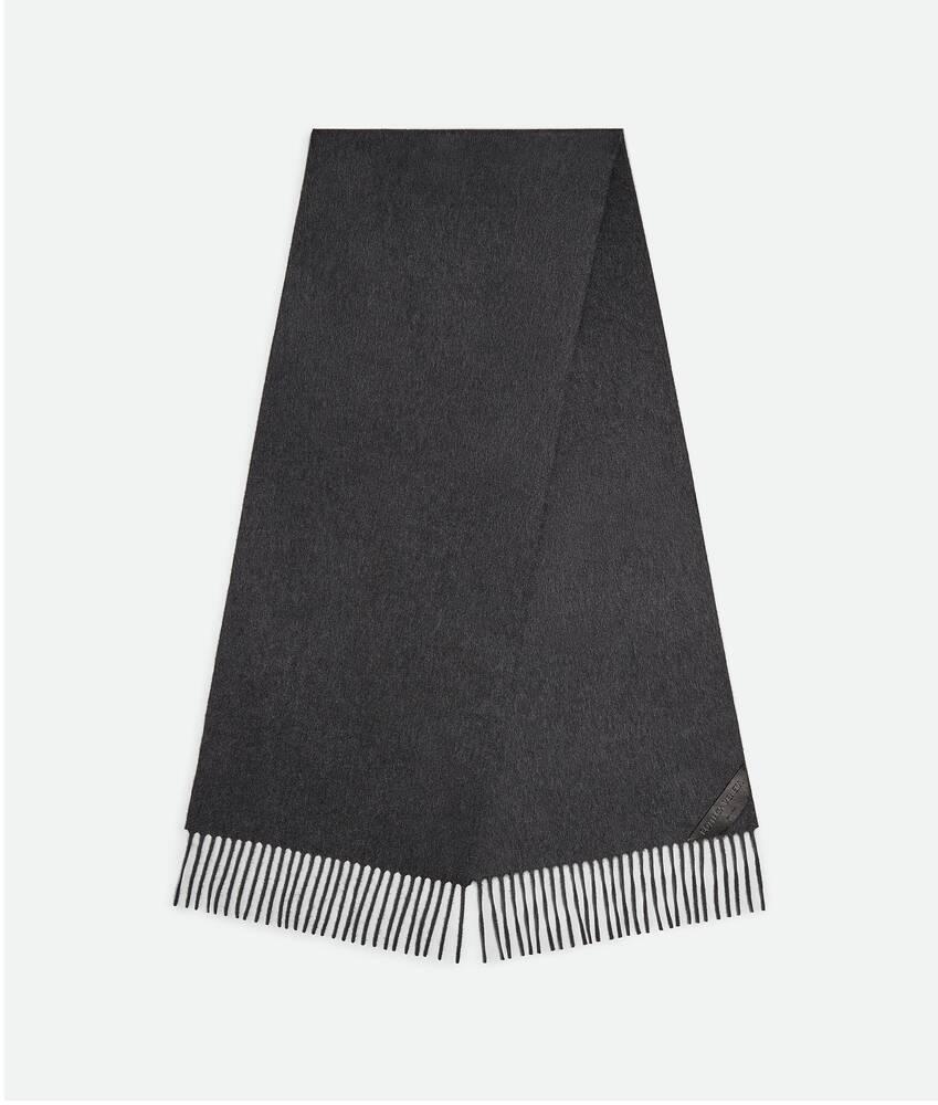 Men's Cashmere Scarf With Leather Patch in Charcoal melange Product Image