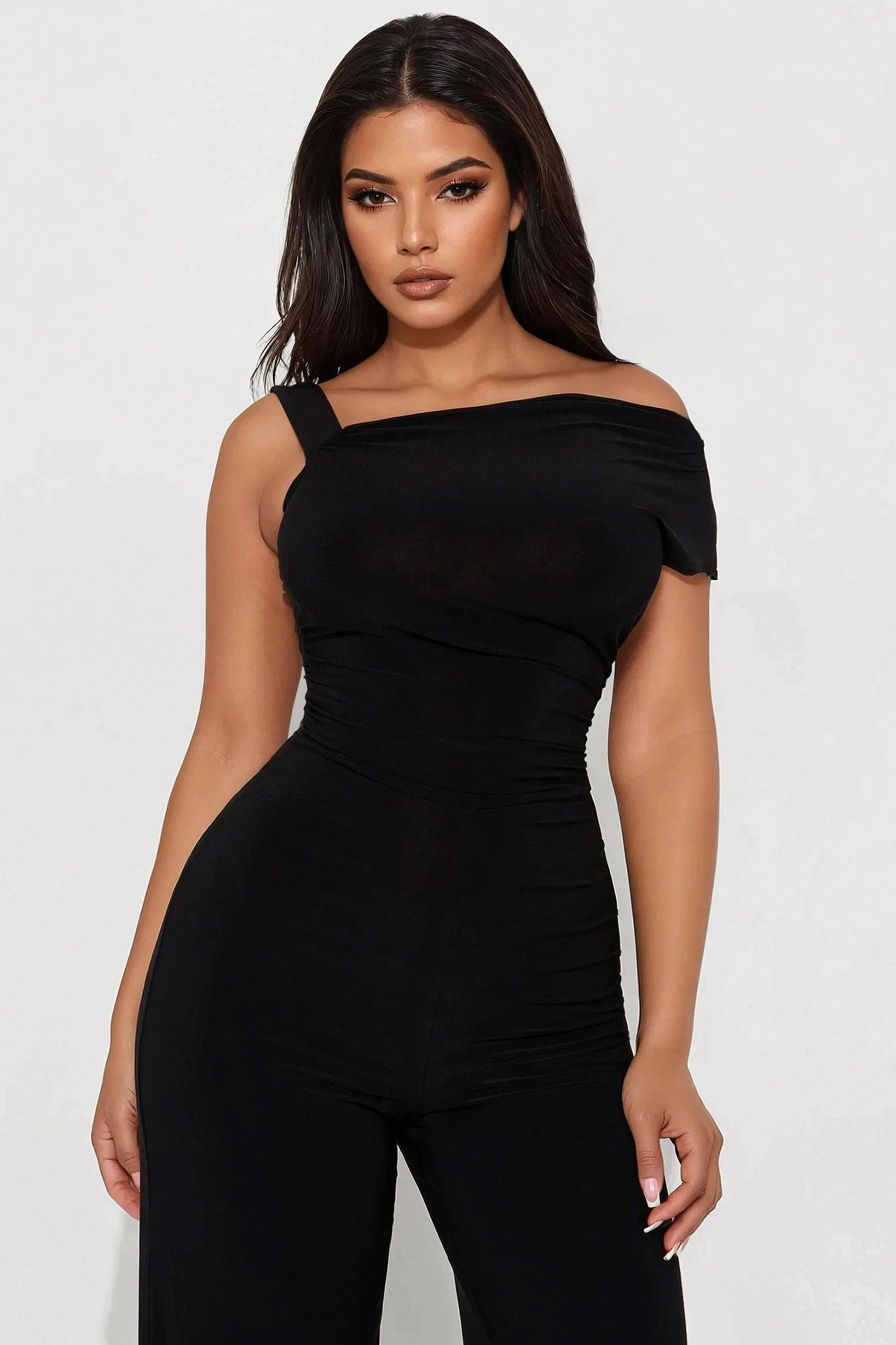 Lena Wide Leg Jumpsuit - Black Product Image