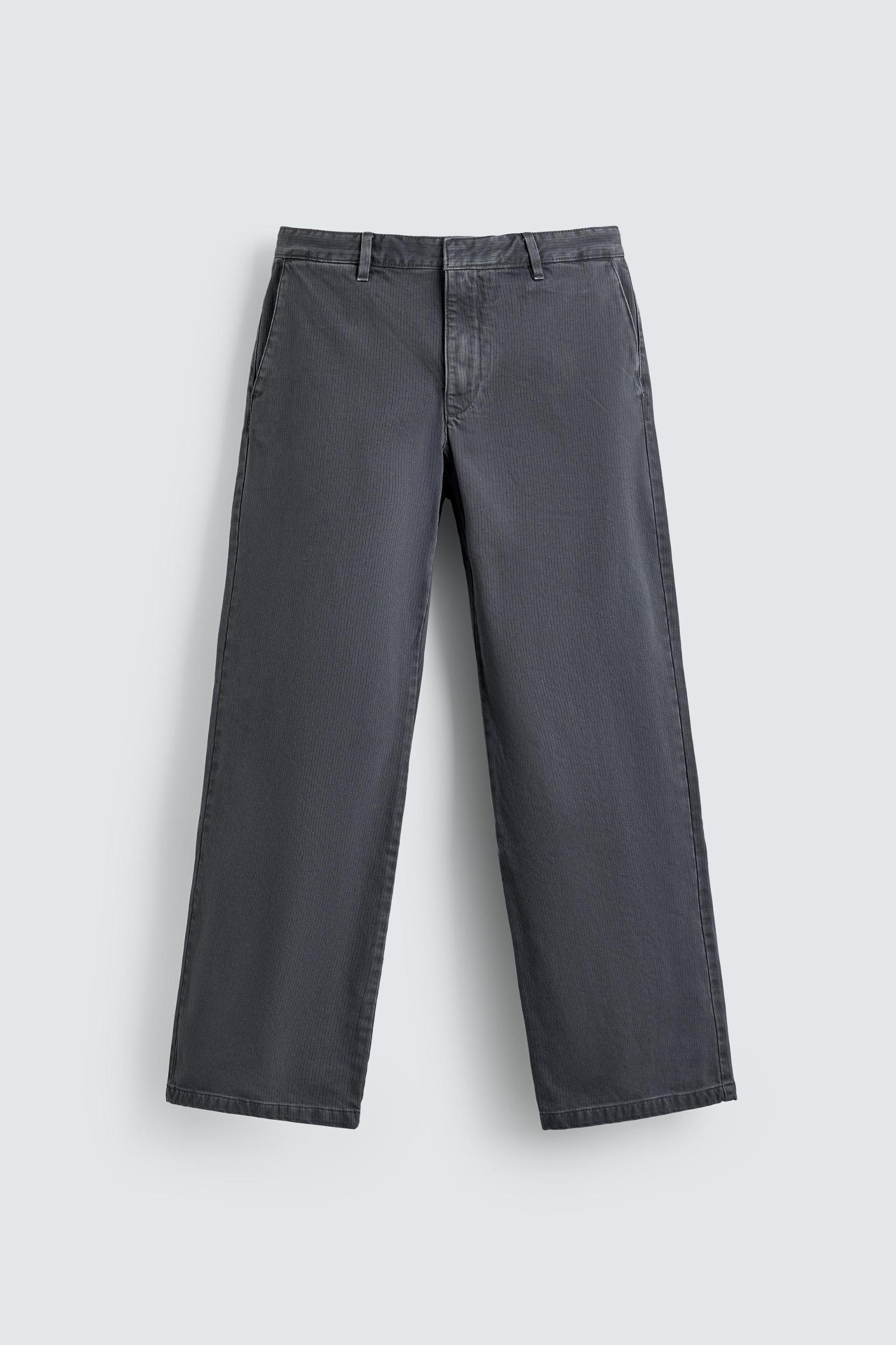 WASHED COTTON TEXTURED PANTS Product Image