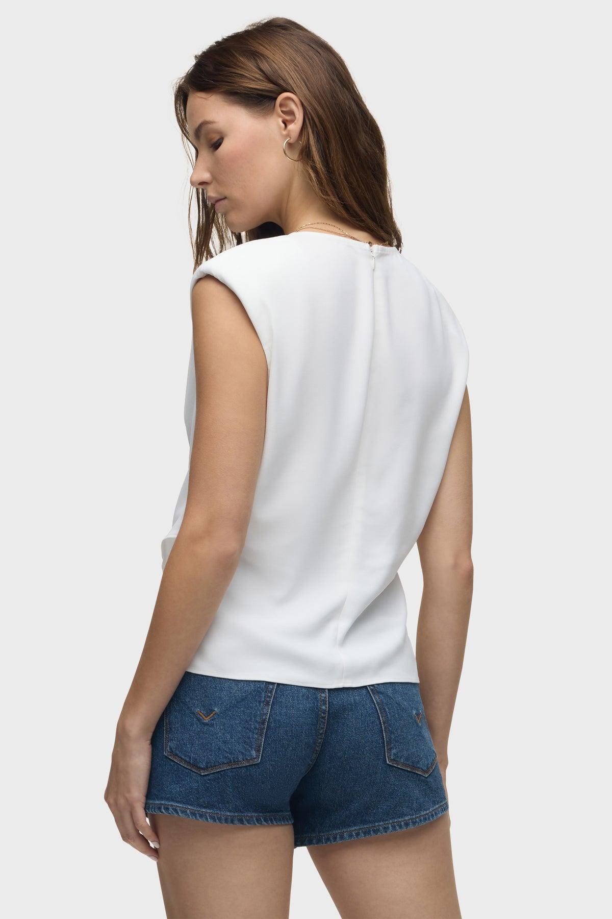 Shoulder Padded Wrap Sleeveless Tee Female Product Image