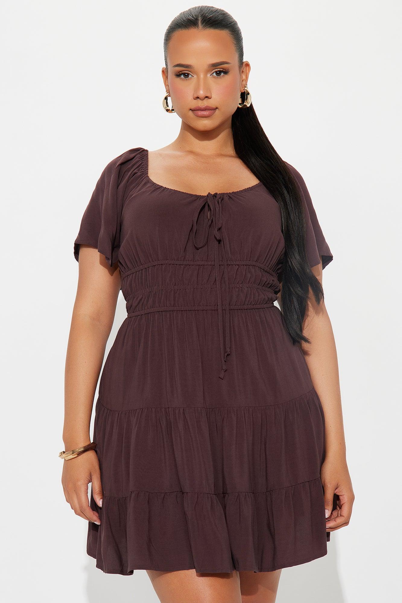 Bloomin Beauty Mini Dress - Chocolate Female Product Image