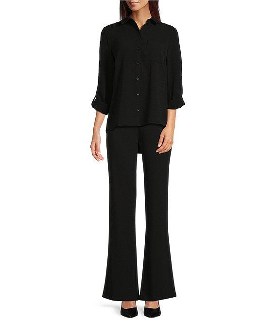 DKNY by Donna Karan Collared Neckline Long Roll Tab Sleeve Button Down Shirt Product Image
