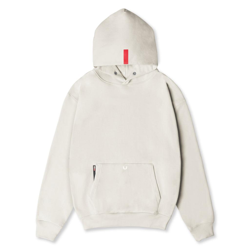 0874. Tech-Terry™ Zip Pocket Hoodie - Stone/White "OTWR" Product Image