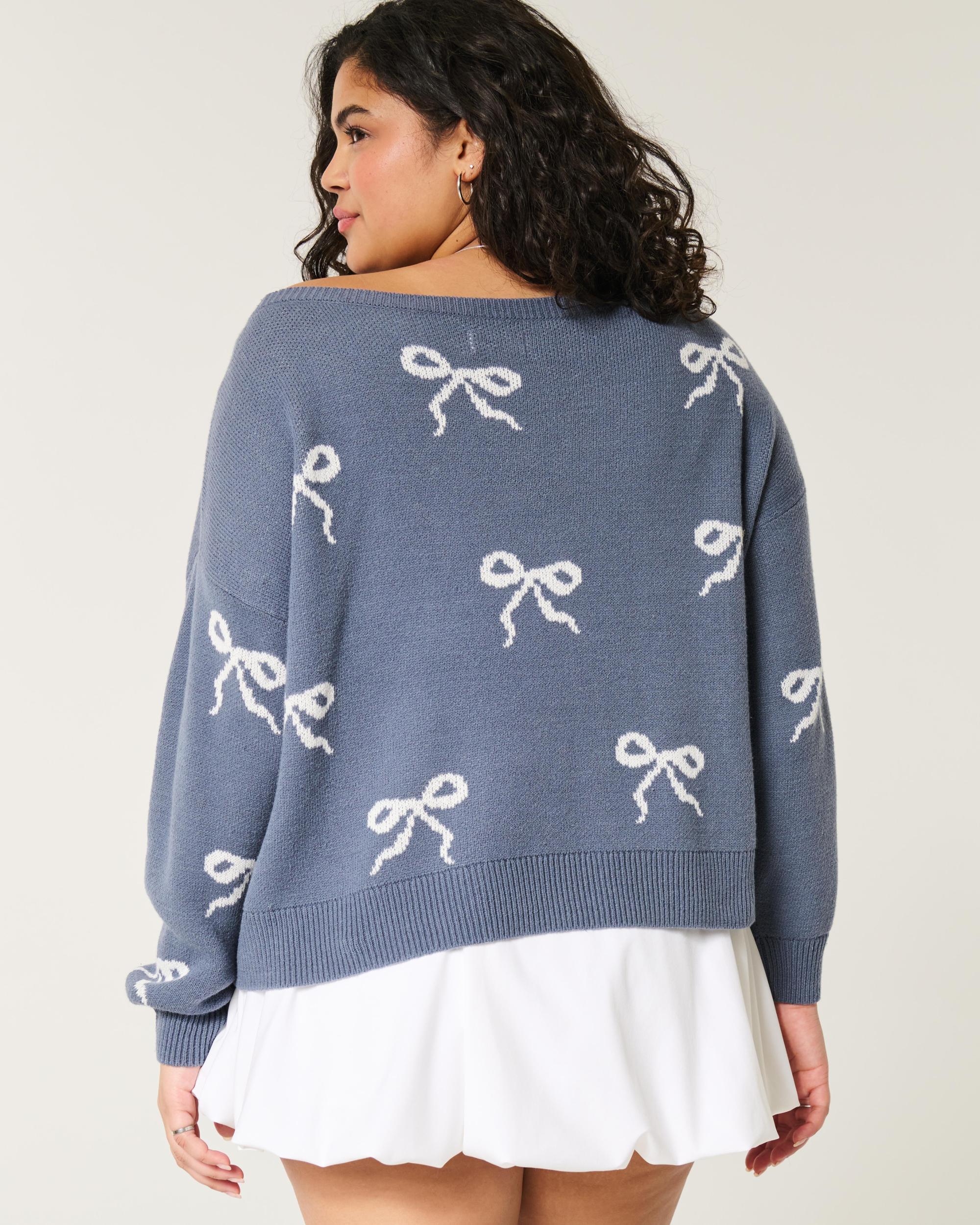 Easy Bow Graphic Off-the-Shoulder Sweater Product Image