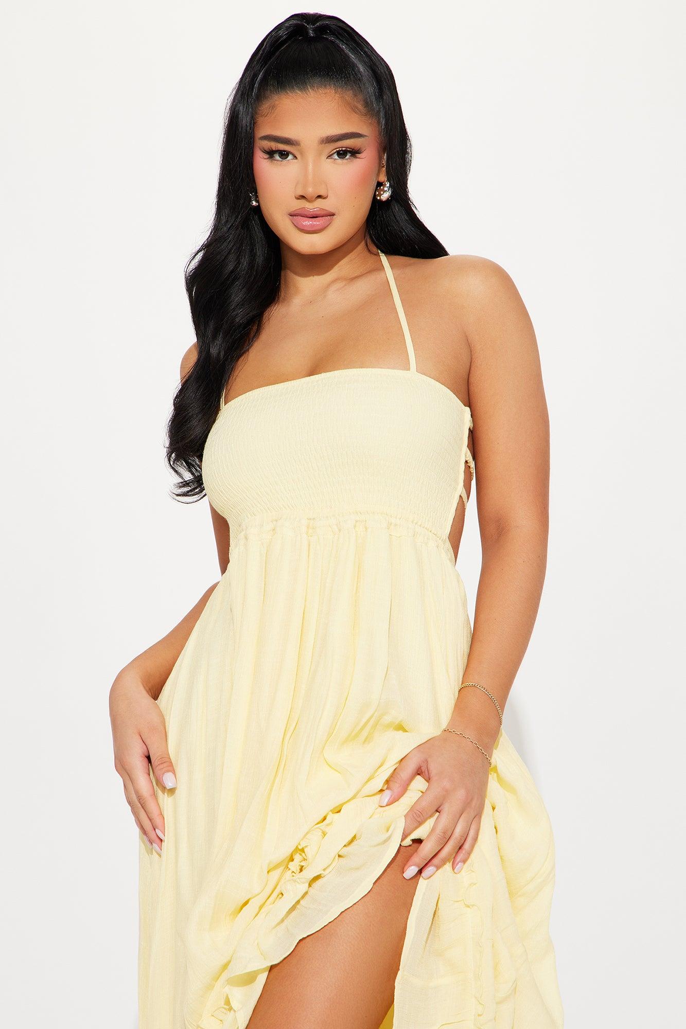 Hayley Halter Maxi Dress - Yellow Product Image