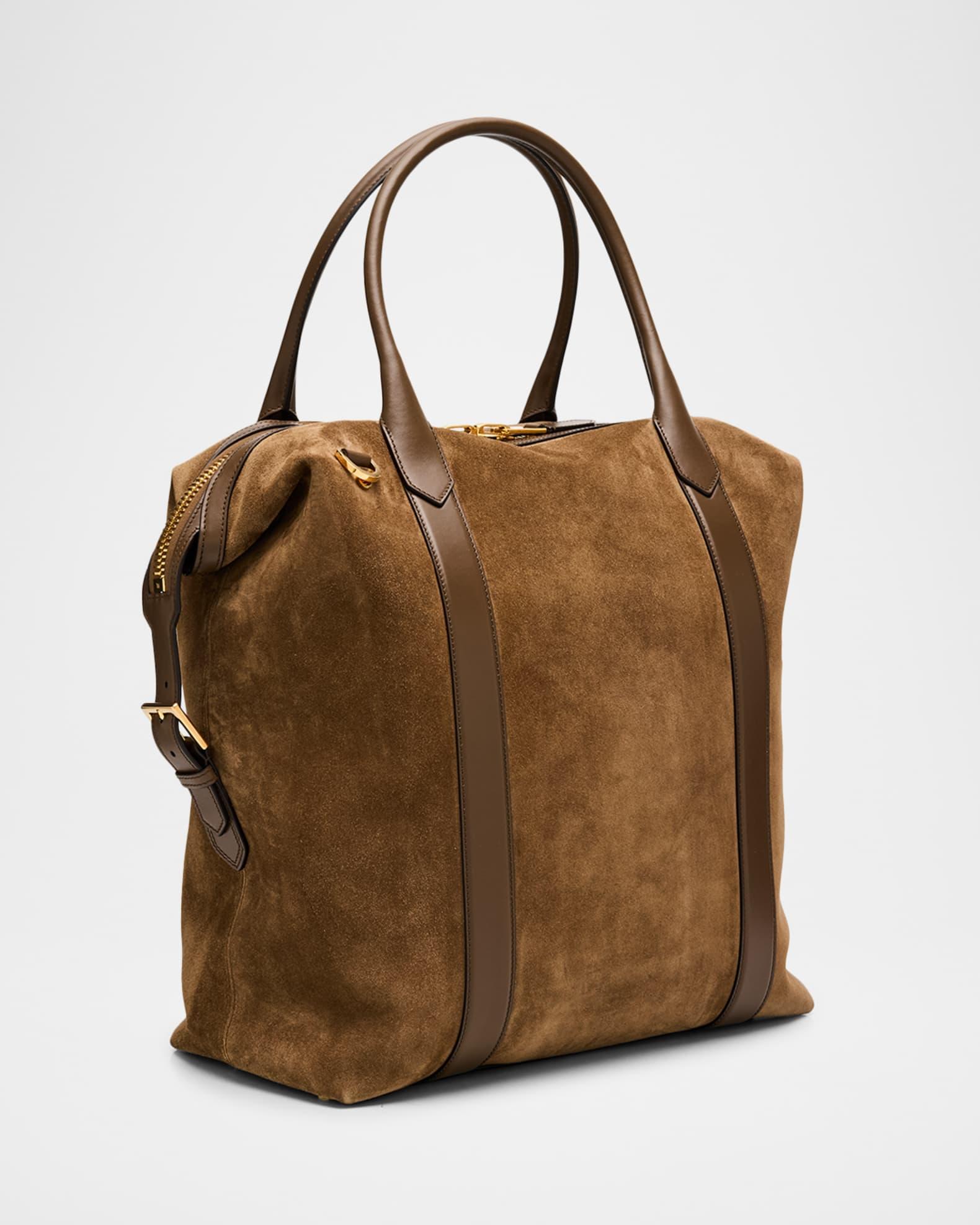 Men's Suede and Leather Side-Buckle Tote Bag Product Image