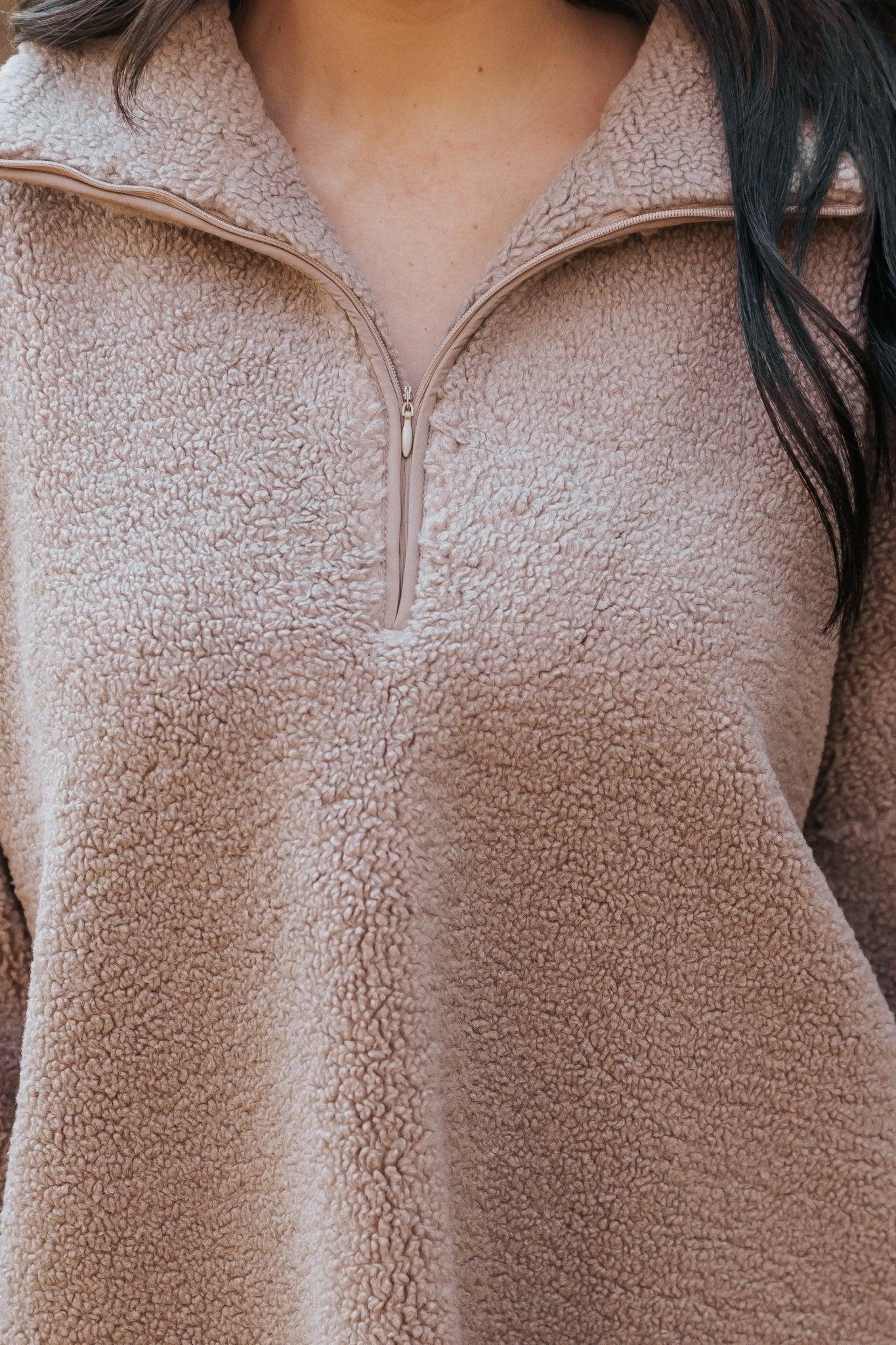 Mocha Sherpa Zip Up Jacket - FINAL SALE Female Product Image