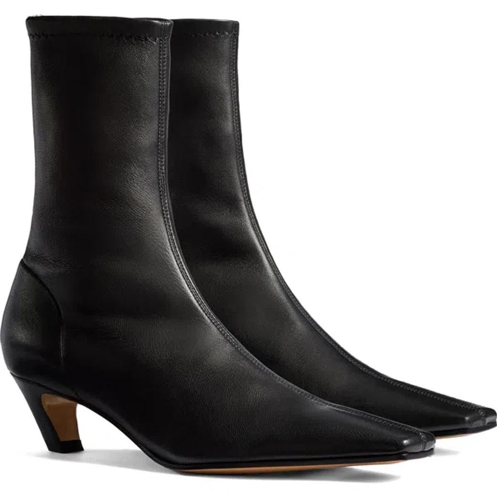 KHAITE Arizona 50 Leather Ankle Boots In Black Product Image