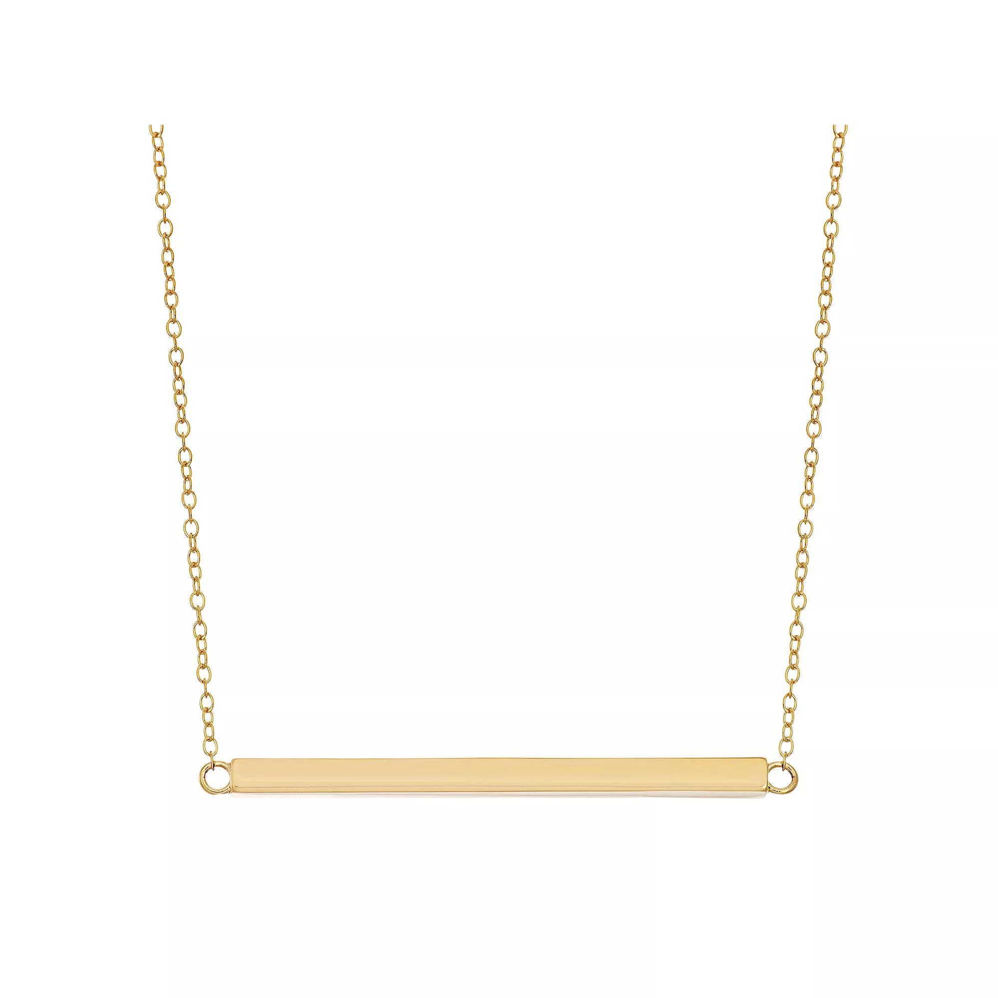 18k Gold Over Silver Bar Necklace, Women's, Size: 18", Yellow Product Image