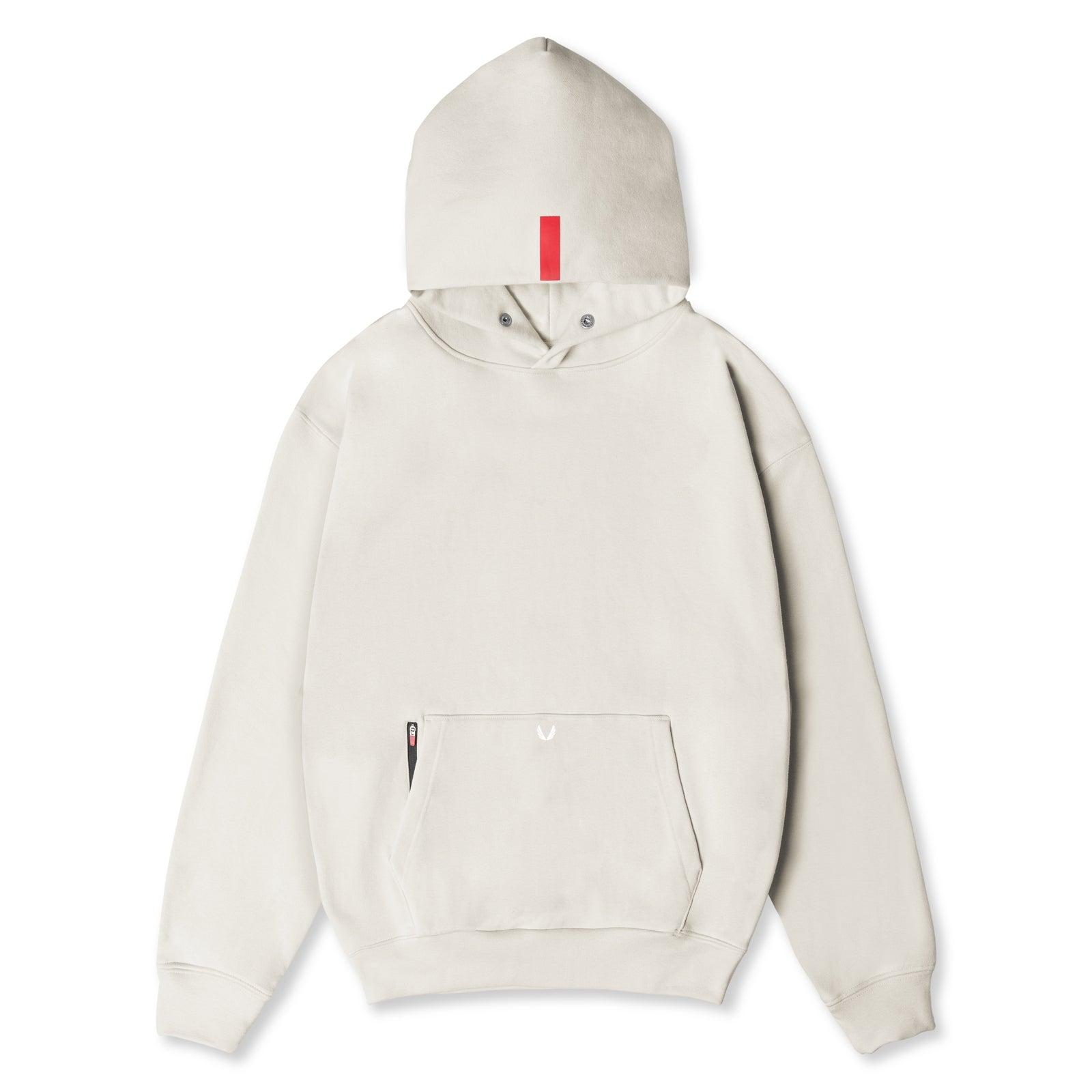 0874. Tech-Terry™ Zip Pocket Hoodie - Stone/White "OTWR" Product Image