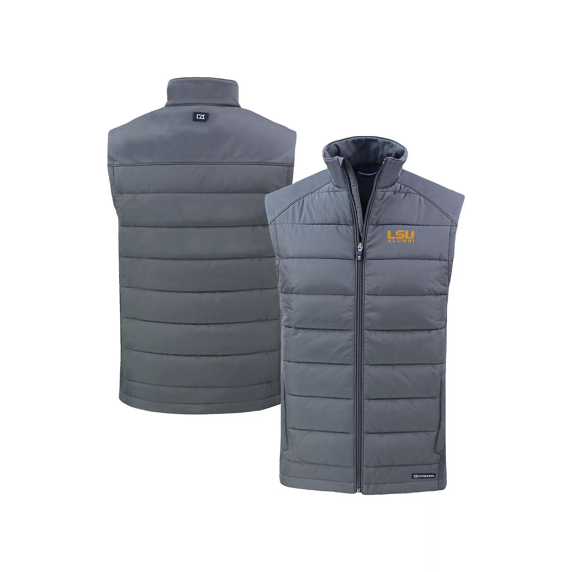 Men's Cutter & Buck Gray NC State Wolfpack Evoke Hybrid Eco Softshell Recycled Full-Zip Vest,  Product Image