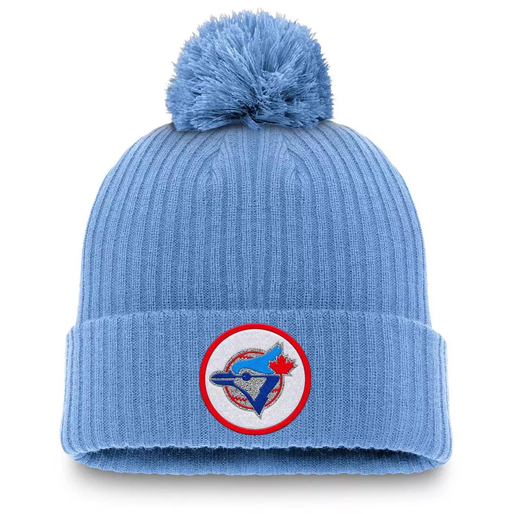 Men's Nike Powder Blue Toronto Blue Jays Cooperstown Collection Patch Cuffed Knit Hat with Pom, Jay Light Product Image