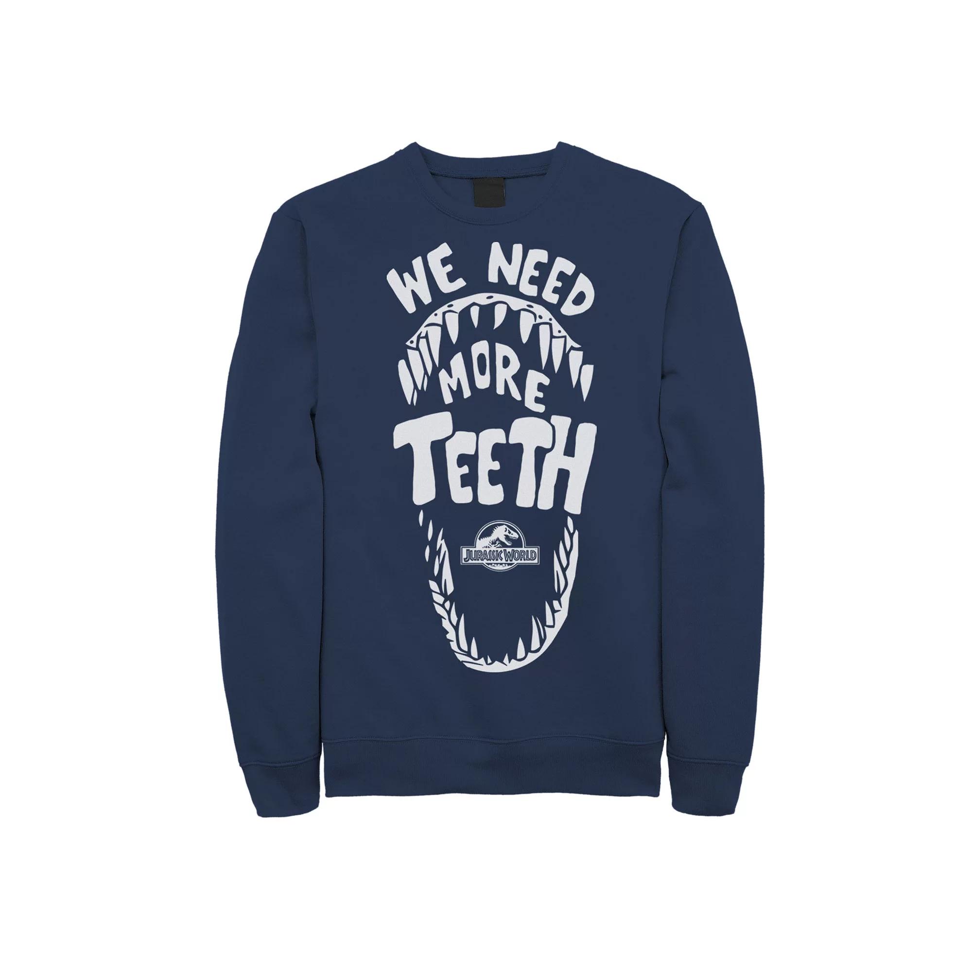 Men's Jurassic World We Need More Teeth Fleece Graphic Pullover,  Product Image