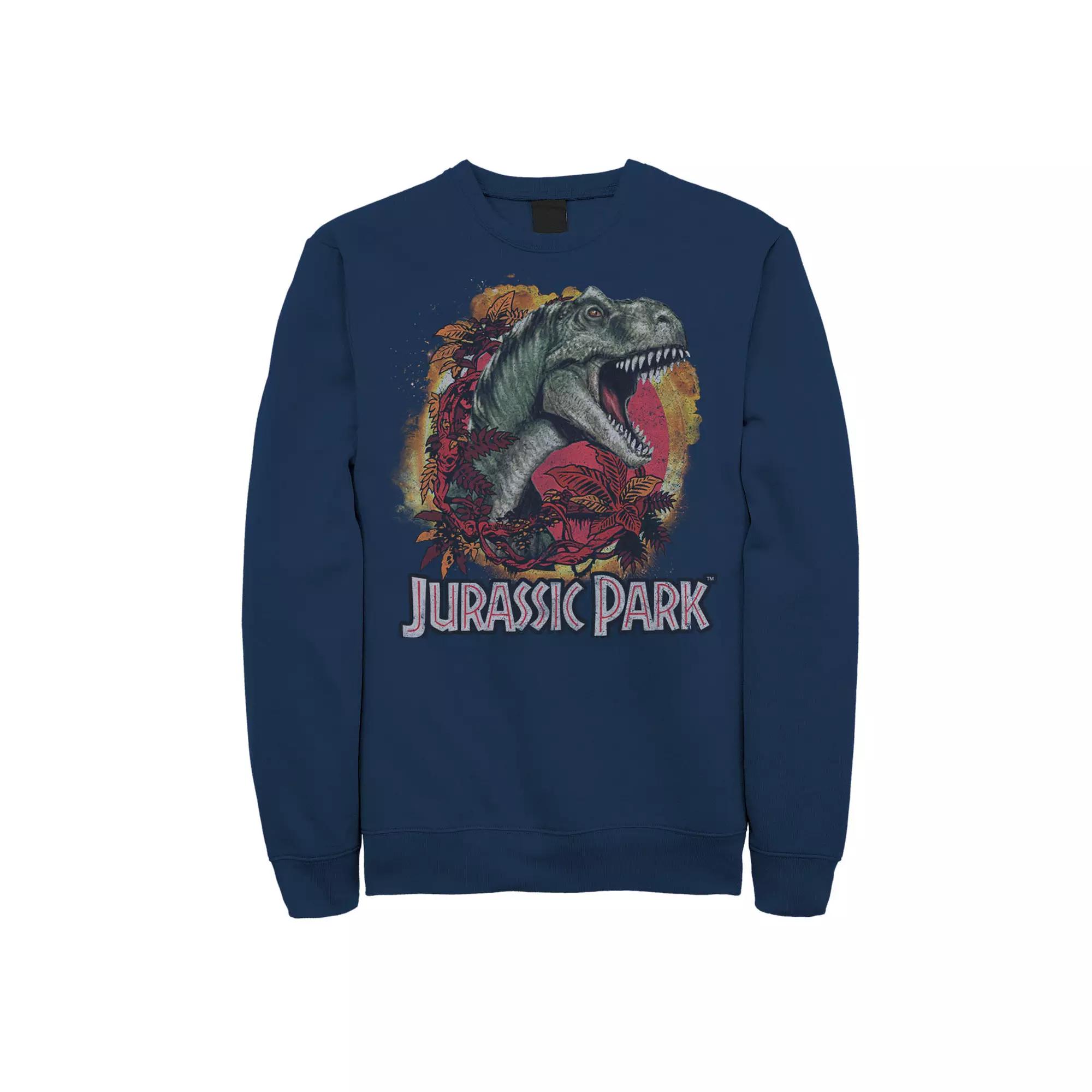 Men's Jurassic Park T-Rex Explosion Tropical Logo Graphic Fleece Pullover,  Product Image