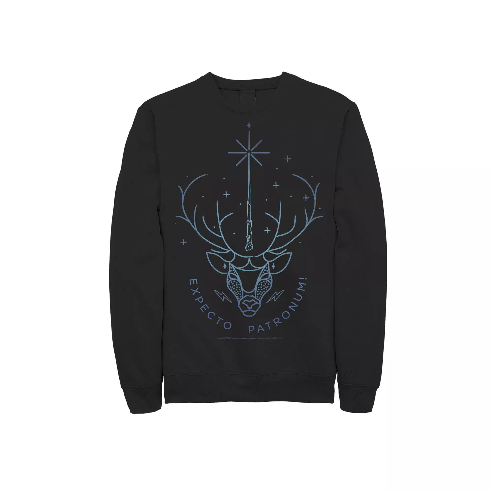 Men's Harry Potter Stag Fleece Pullover, Size: XL, Black Product Image